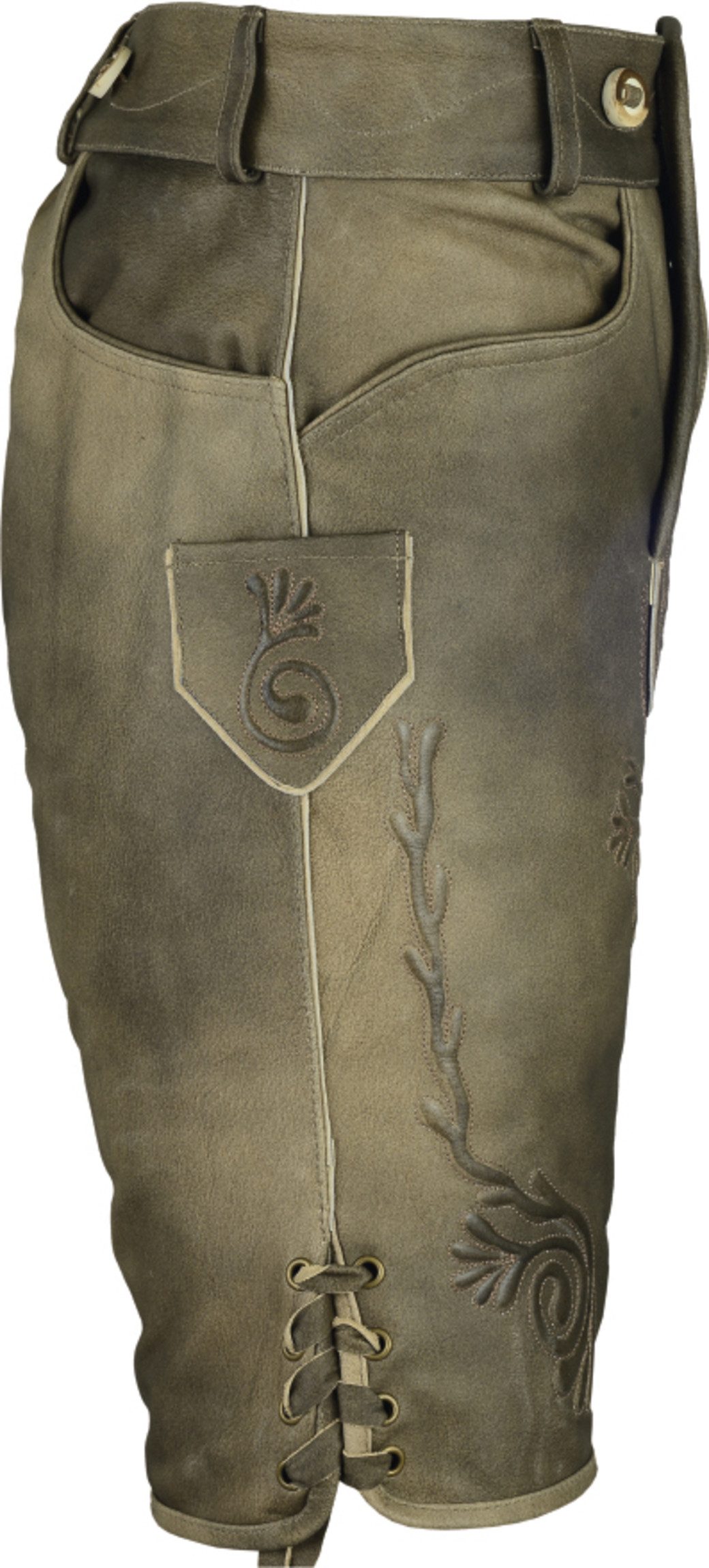 Fuente Leather Wears Trachtenlederhose Trachtenlederhose Herren kurze Bermuda Shorts Nubuk mit Trägern – Bild 3 von 4