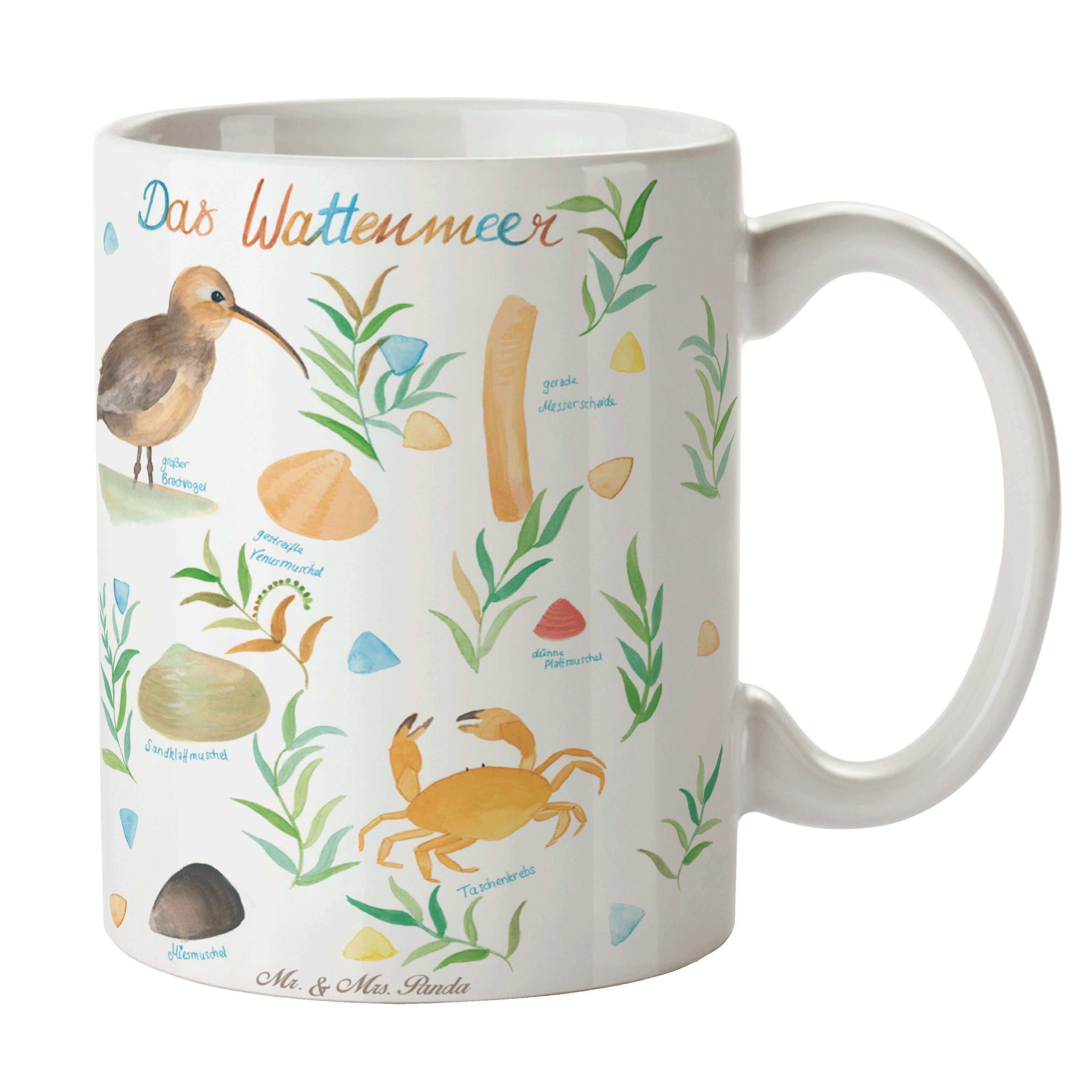 Mr. & Mrs. Panda Tasse Wattenmeer - Geschenk, Ostsee, Teebecher, Kaffeetasse, Blumen Deko, T, Keramik