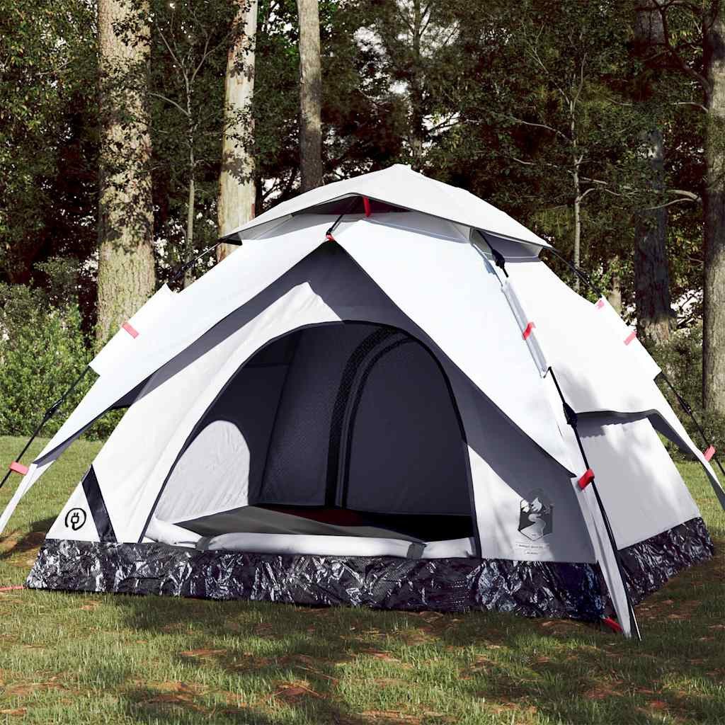furnicato Faltzelt Campingzelt Kuppel 230x200x148 cm Weiß, (1 tlg), Wetterfestes Familienzelt mit E-Anschluss und integrierten Netzwänden