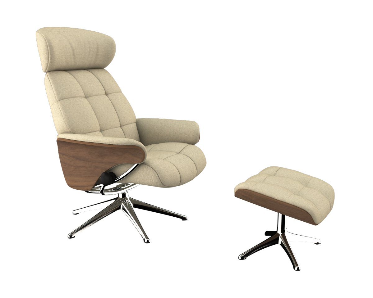 FLEXLUX Relaxsessel Skagen, Walnuss, Alu, Relaxchairs Relaxfunktion Kopf- & Arml. M Fuß Rückenverstellung