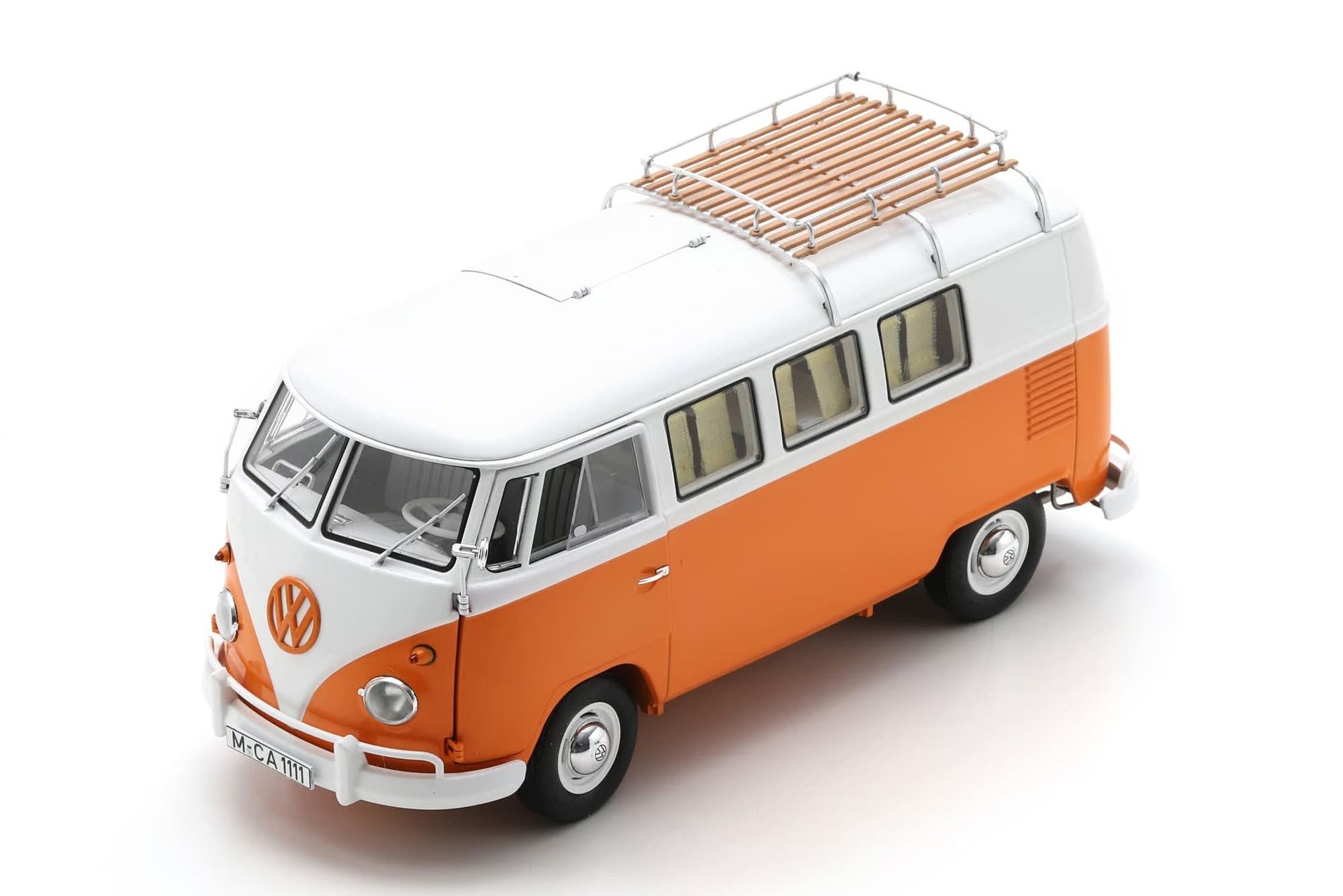 Schuco Modellauto VW T1 Camper Orange Weiß Schuco 1:18 Volkswagen Bulli Sammlermodell