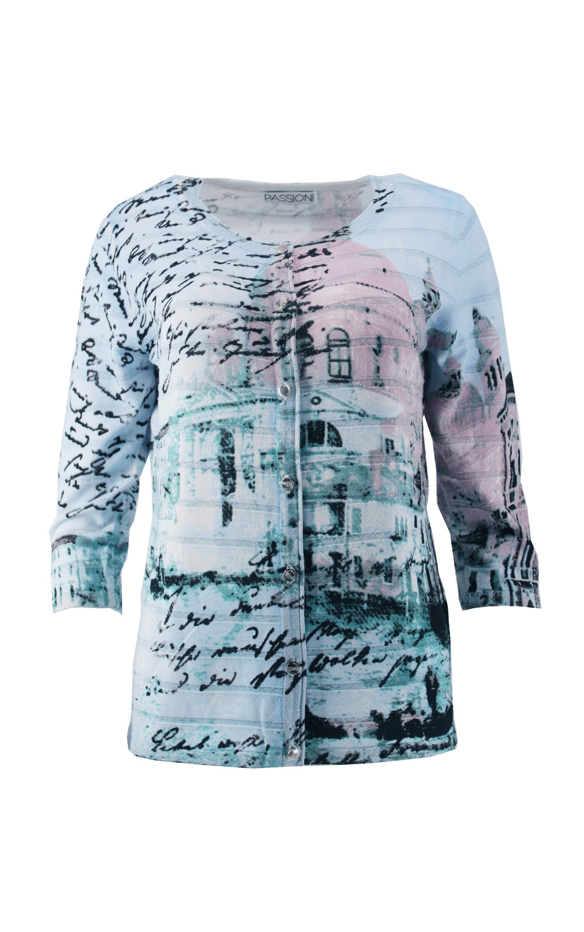 Passioni 2-in-1-Strickjacke Twinset mit Kalligraphie-Print