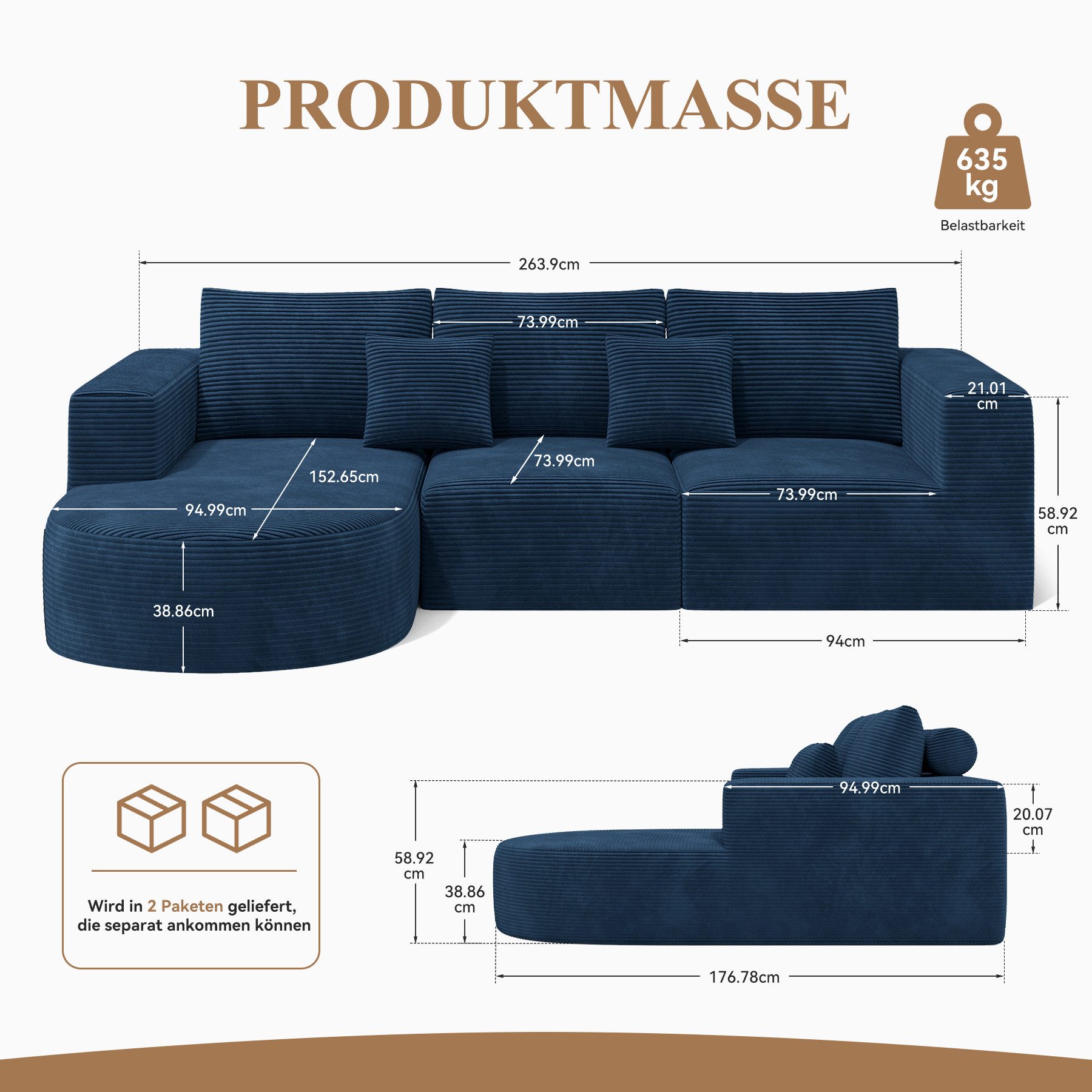 HawthyHome Ecksofa L-form 264x177cm Cloud-Sofa aus günstig online kaufen