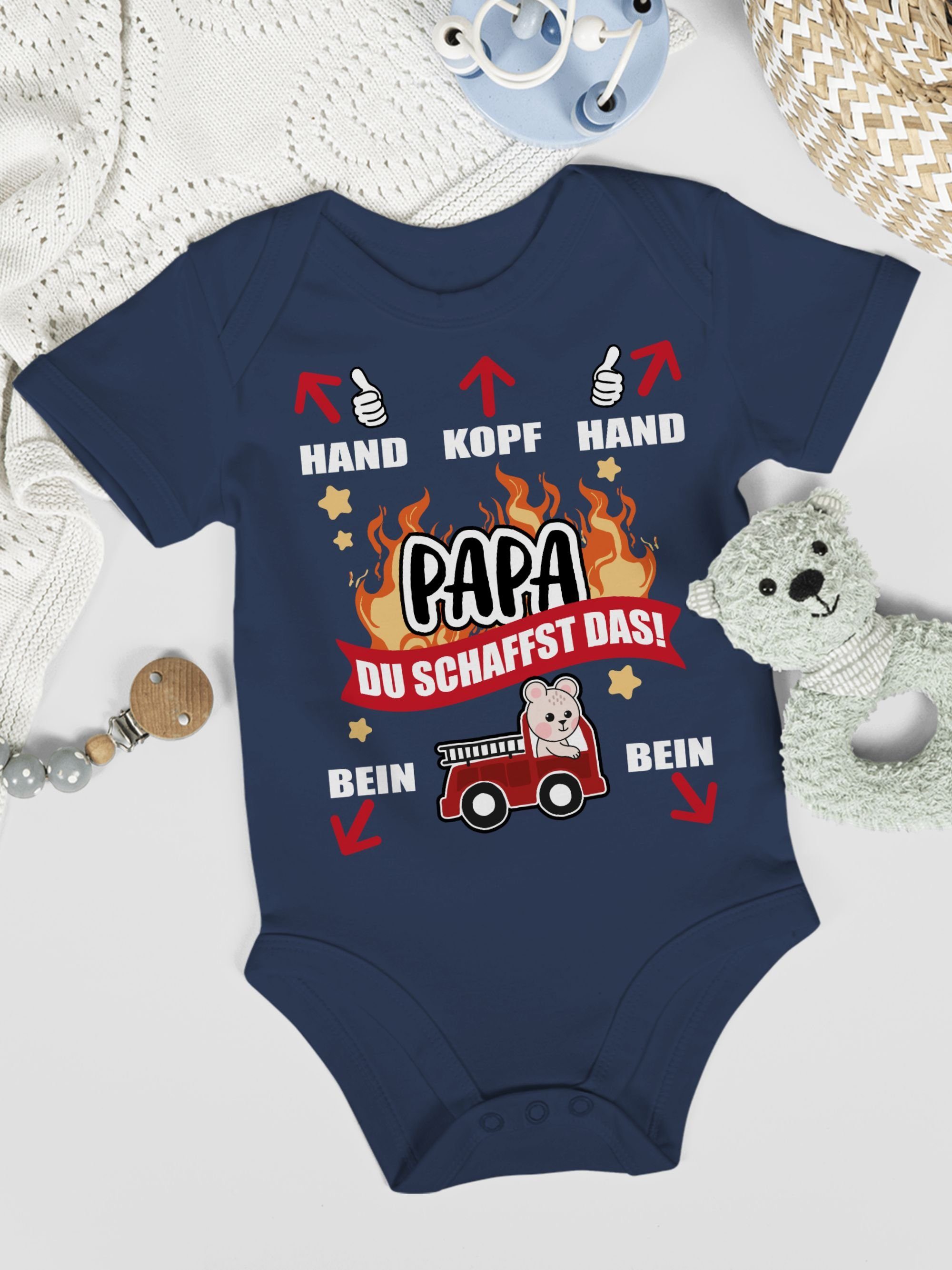 Feuerwehr Blau Papa Shirtbody Shirtracer Baby das weiß Geschenk 1 Vatertag du schaffst - - Navy
