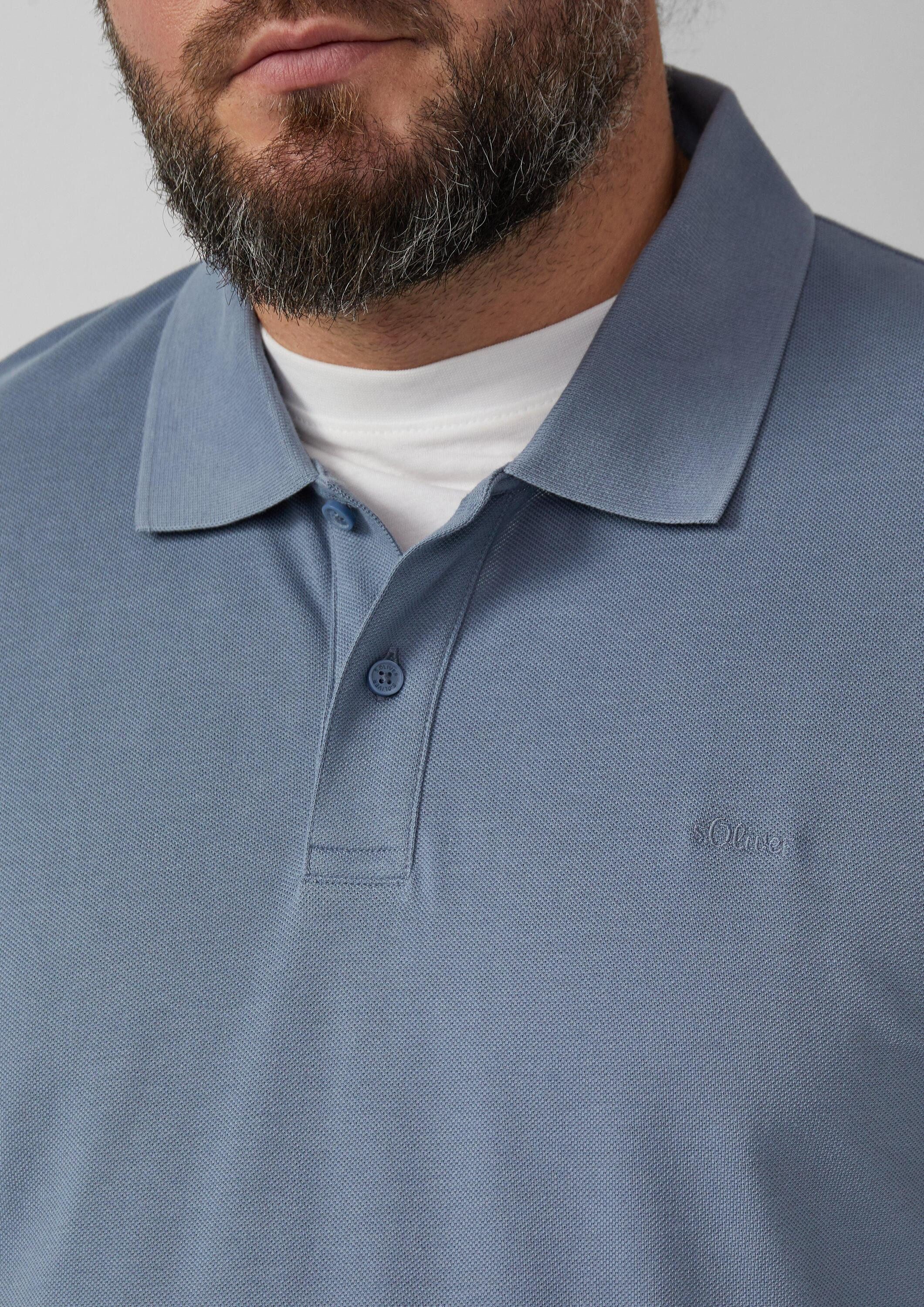 s.Oliver Langarmshirt Polo-Shirt Langarm-Poloshirt aus Baumwoll-Piqué mit Bündchen