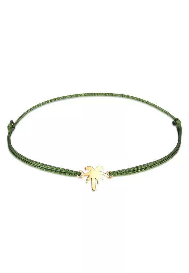 Elli Armband Palme Beach Textilarmband 925 Silber Vergoldet (kein Set, 1-tlg), Palme