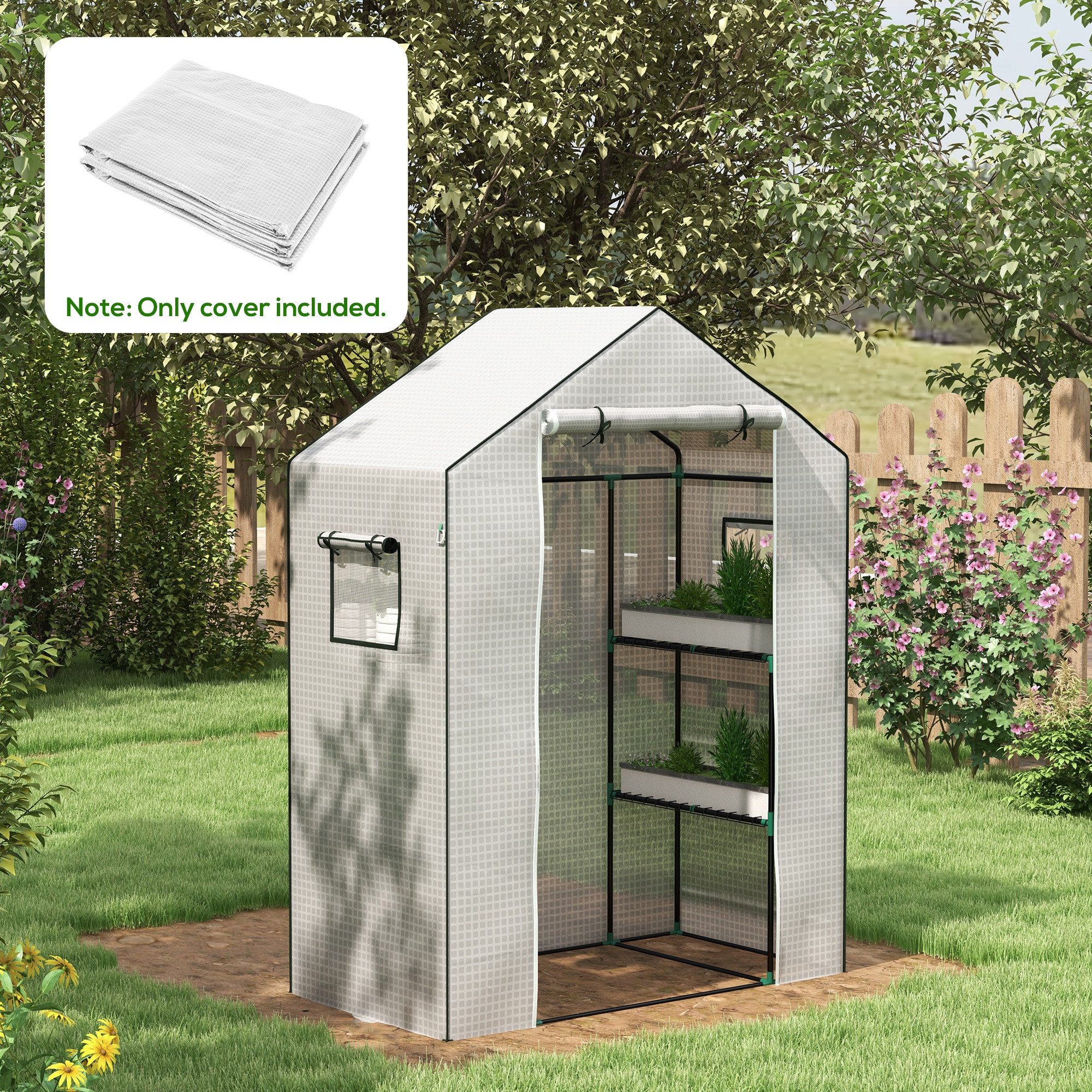 Outsunny Foliengewächshaus mit UV-Schutz, Rolltür, Seitenfenster, günstig online kaufen