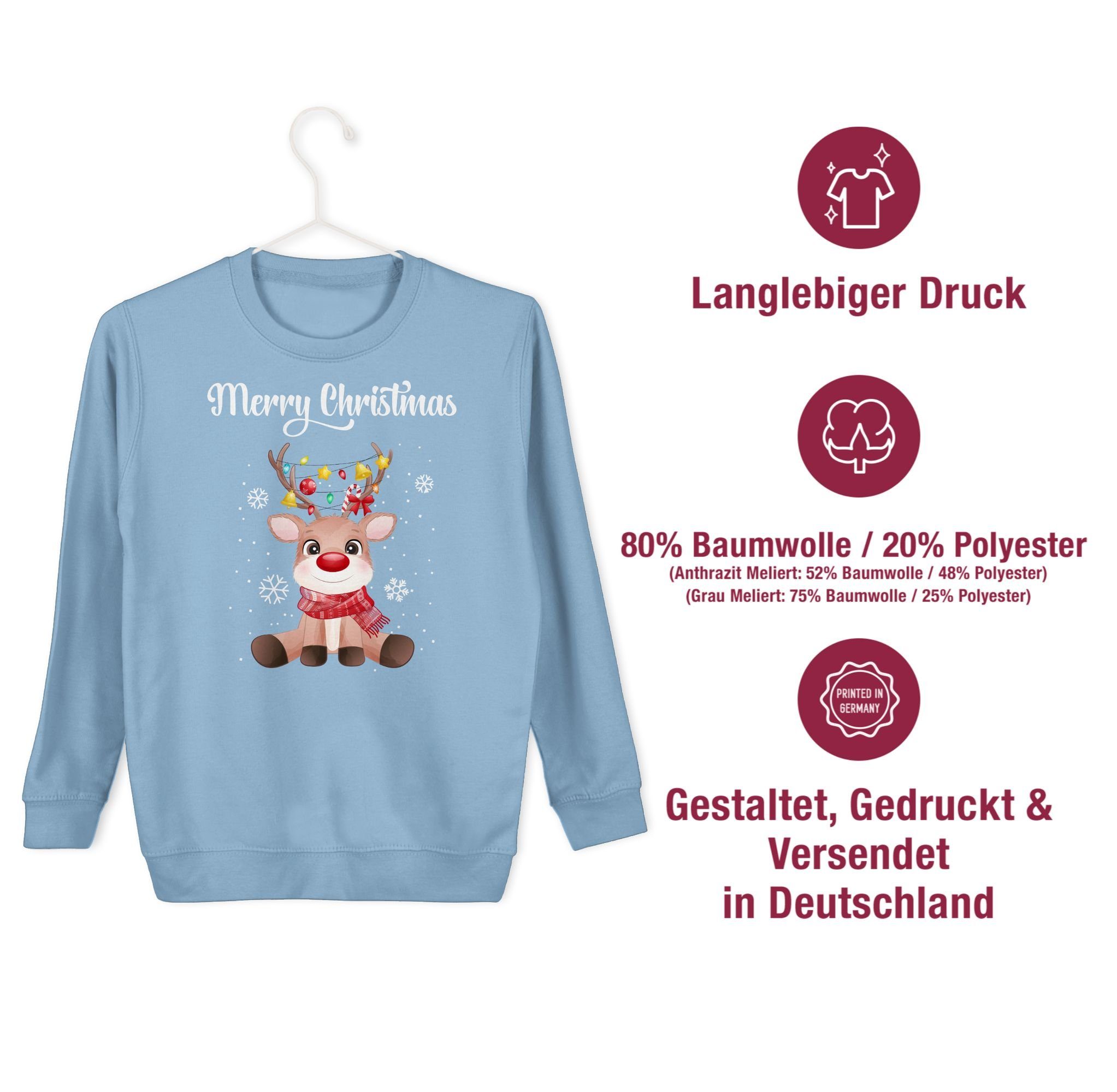 Shirtracer Sweatshirt Merry Christmas süßes Rentier, Rudolph Elch Rudolf Weihnachten Kleidung Kinder