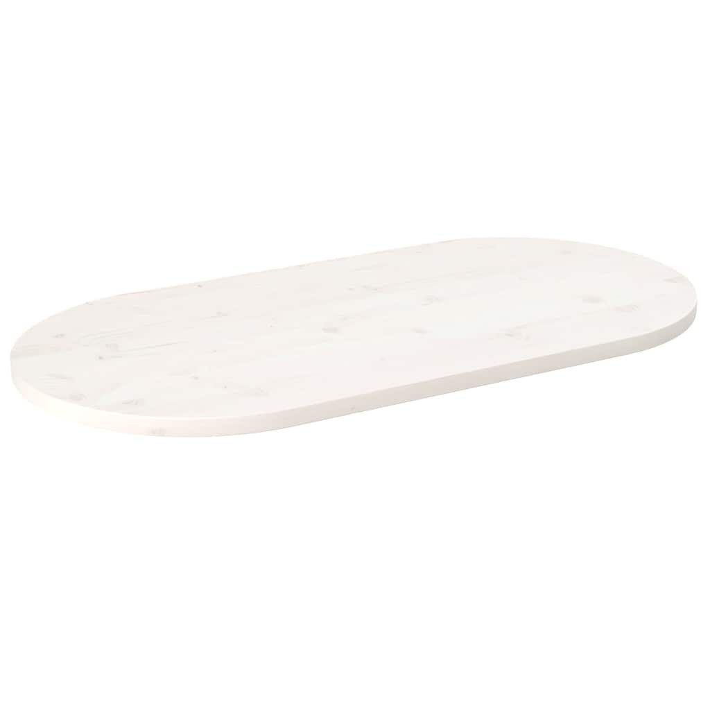 vidaXL Tischplatte, Tischplatte Weiß 110x55x2,5 cm Massivholz Kiefer Oval