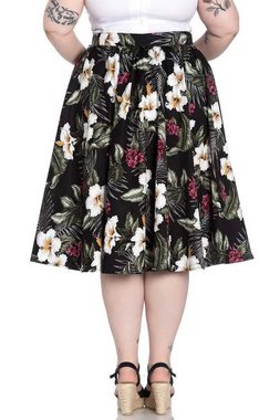 Hell Bunny A-Linien-Rock Tahiti Skirt Schwarz Retro Vintage Swing