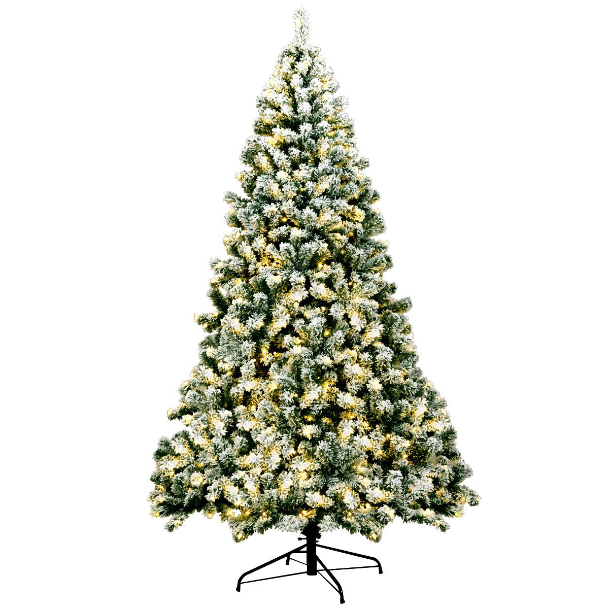 COSTWAY Künstlicher Weihnachtsbaum, 230cm, 1346 Spitzen mit Schnee, 550 LEDs