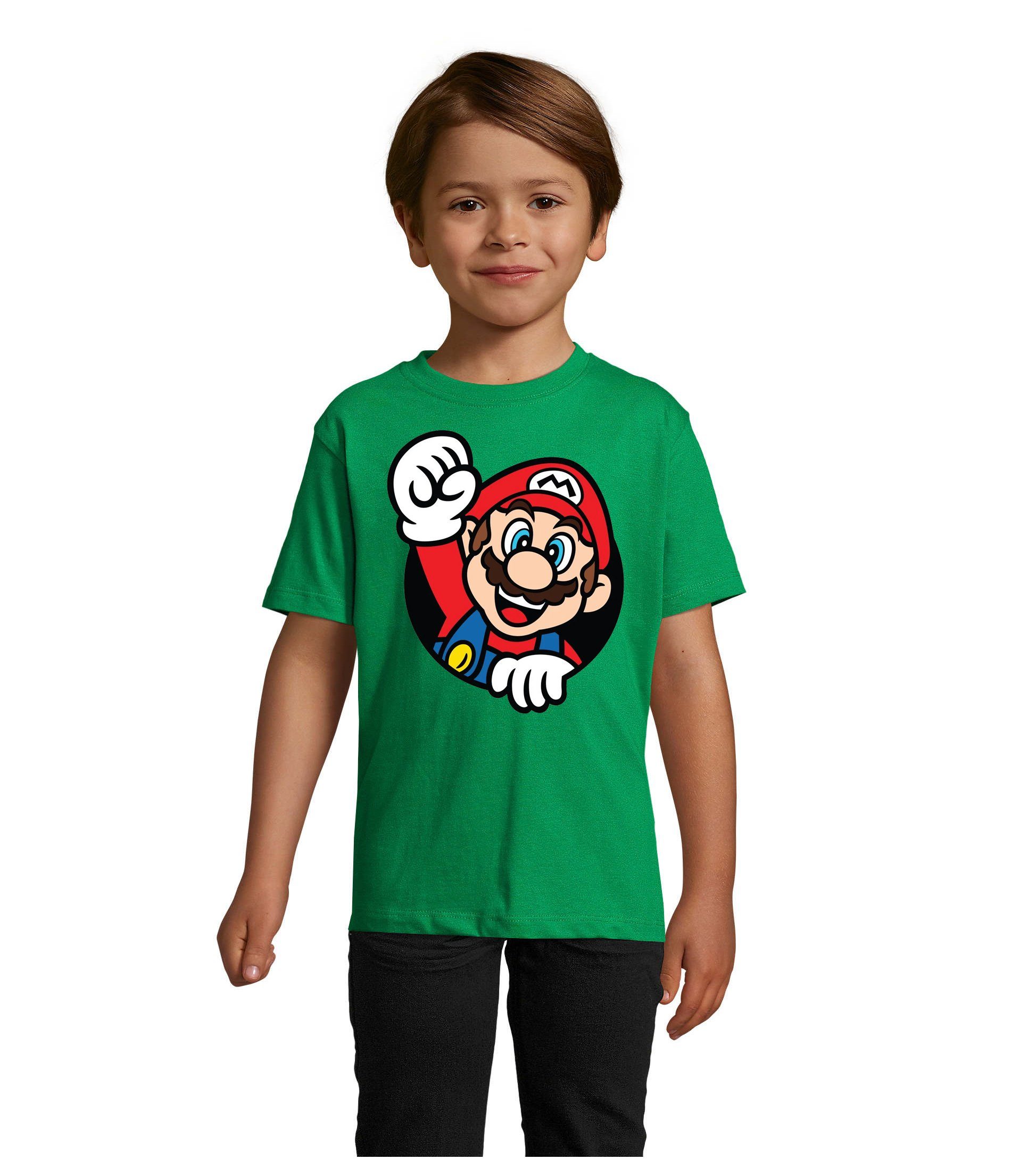 Blondie & Brownie T-Shirt Kinder Super Mario Faust Nerd Konsole Gaming Spiel Nintendo Konsole Grün