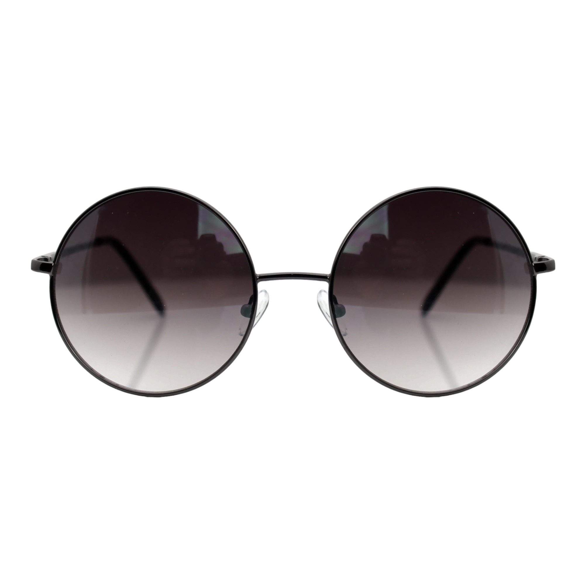 Rennec Sonnenbrille (Große Nickelbrille Hippie Style mit Brillenbeutel) Runde Brille mit verlaufsgetönte Gläsern