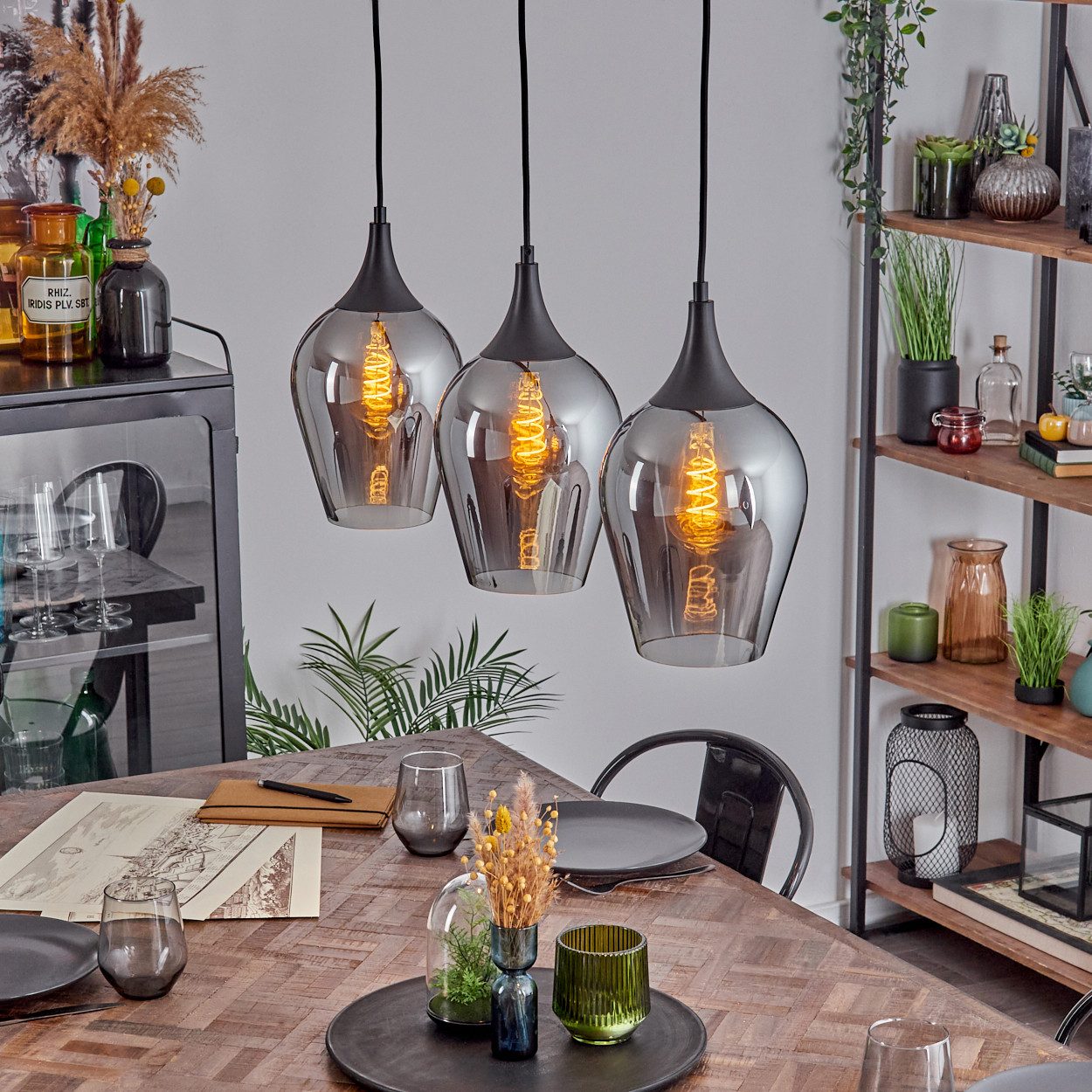 hofstein Hängeleuchte Hängelampe aus Metall/Glas in günstig online kaufen