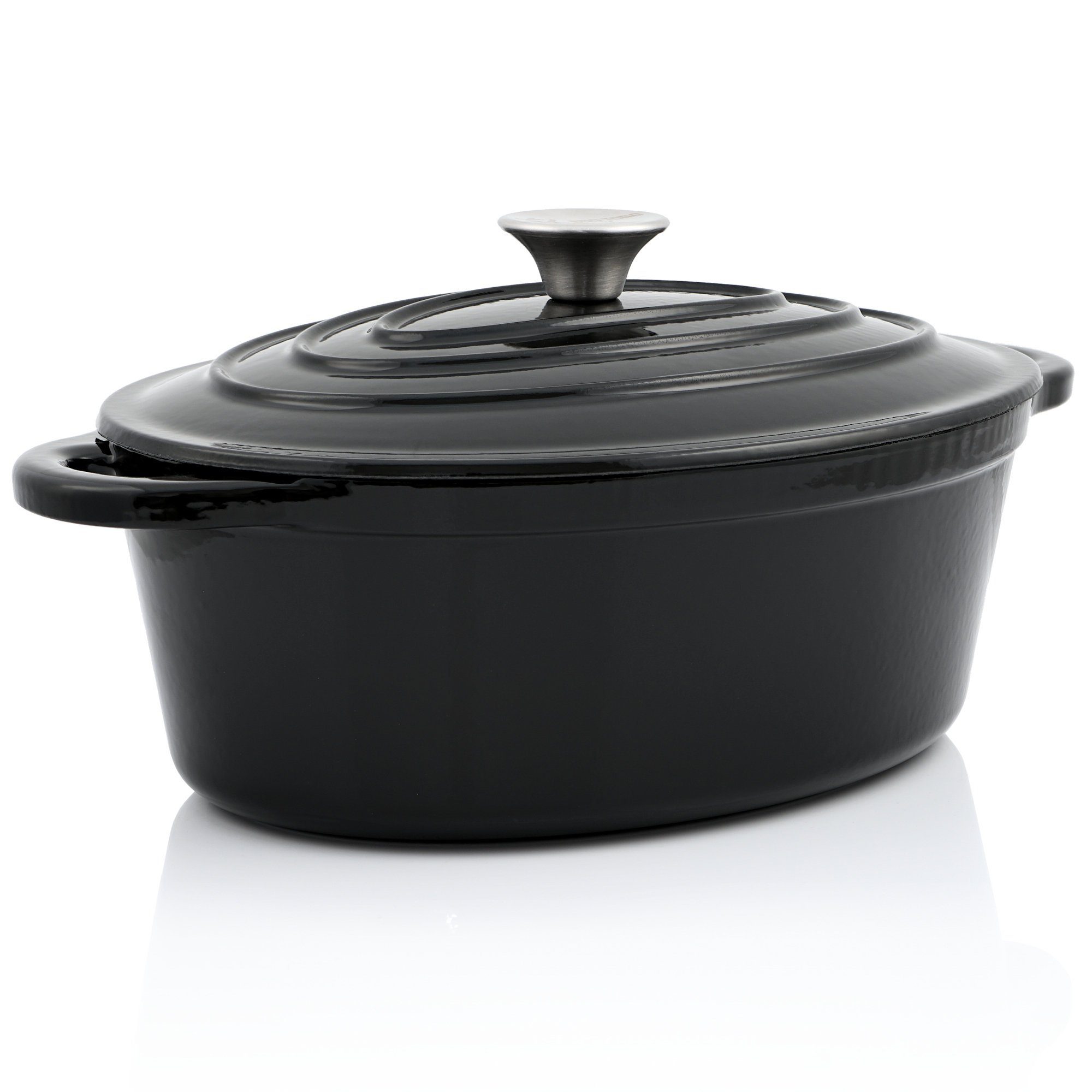 BBQ-Toro Bräter Gusseisen Cocotte, 4,3 Liter, schwarz, oval, Emaillierter Gusseisen Br, Gusseisen