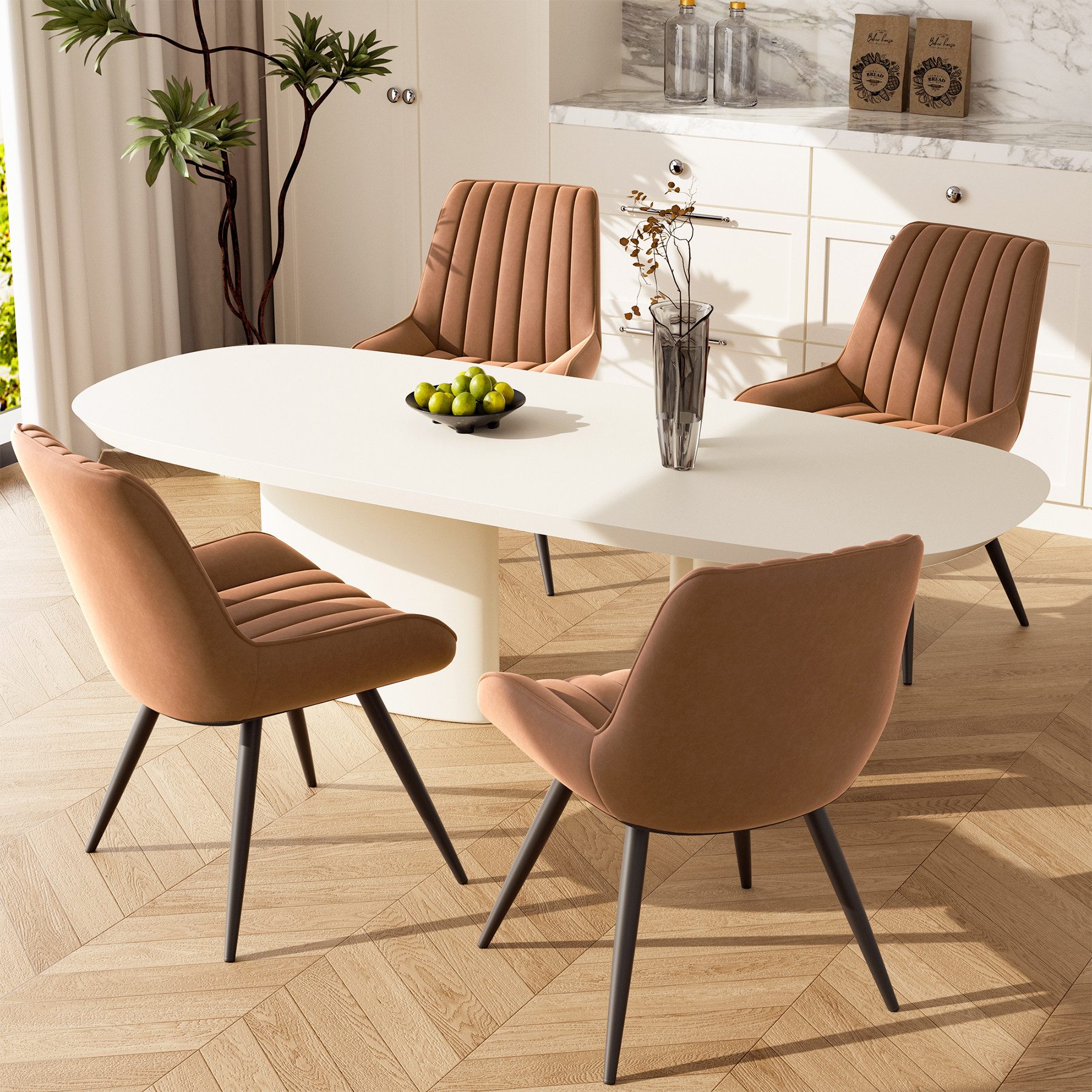 HawthyHome Esszimmerstuhl Stuhlset – Polsterstühle, Moderner Küchenstuhl (2 St), mit Ergonomischer Rückenlehne und Metallbeinen – Bild 4 von 5