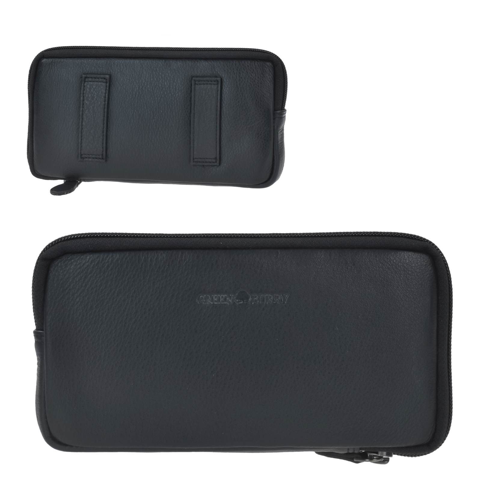 Greenburry Gürteltasche Vintage Black Handytasche Tasche schwarz Querformat, Handy-Gürteltasche quer mit Reißverschluss