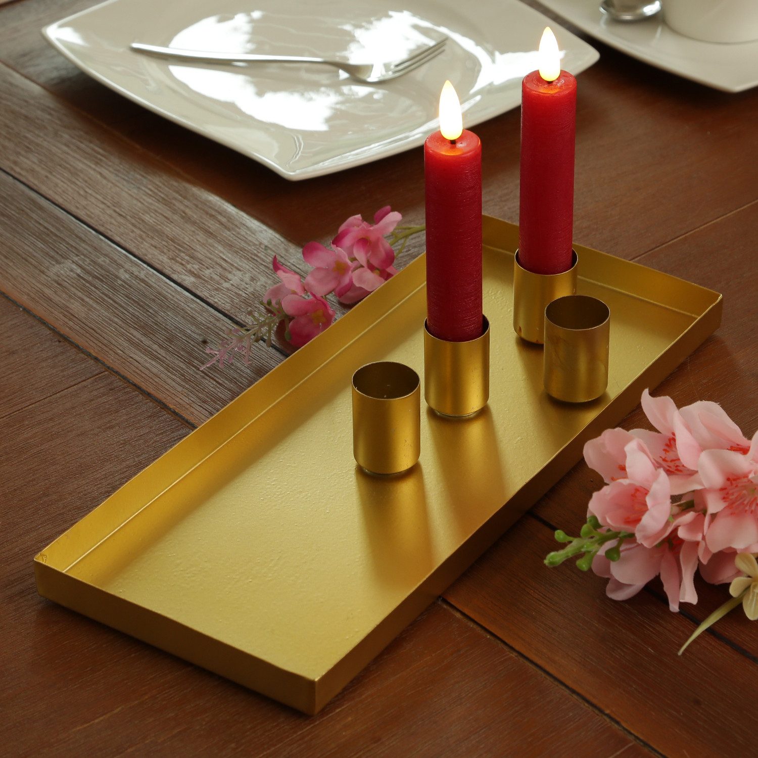MARELIDA Kerzentablett Stabkerzenhalter magnetisch Kerzenständer 29x12cm günstig online kaufen