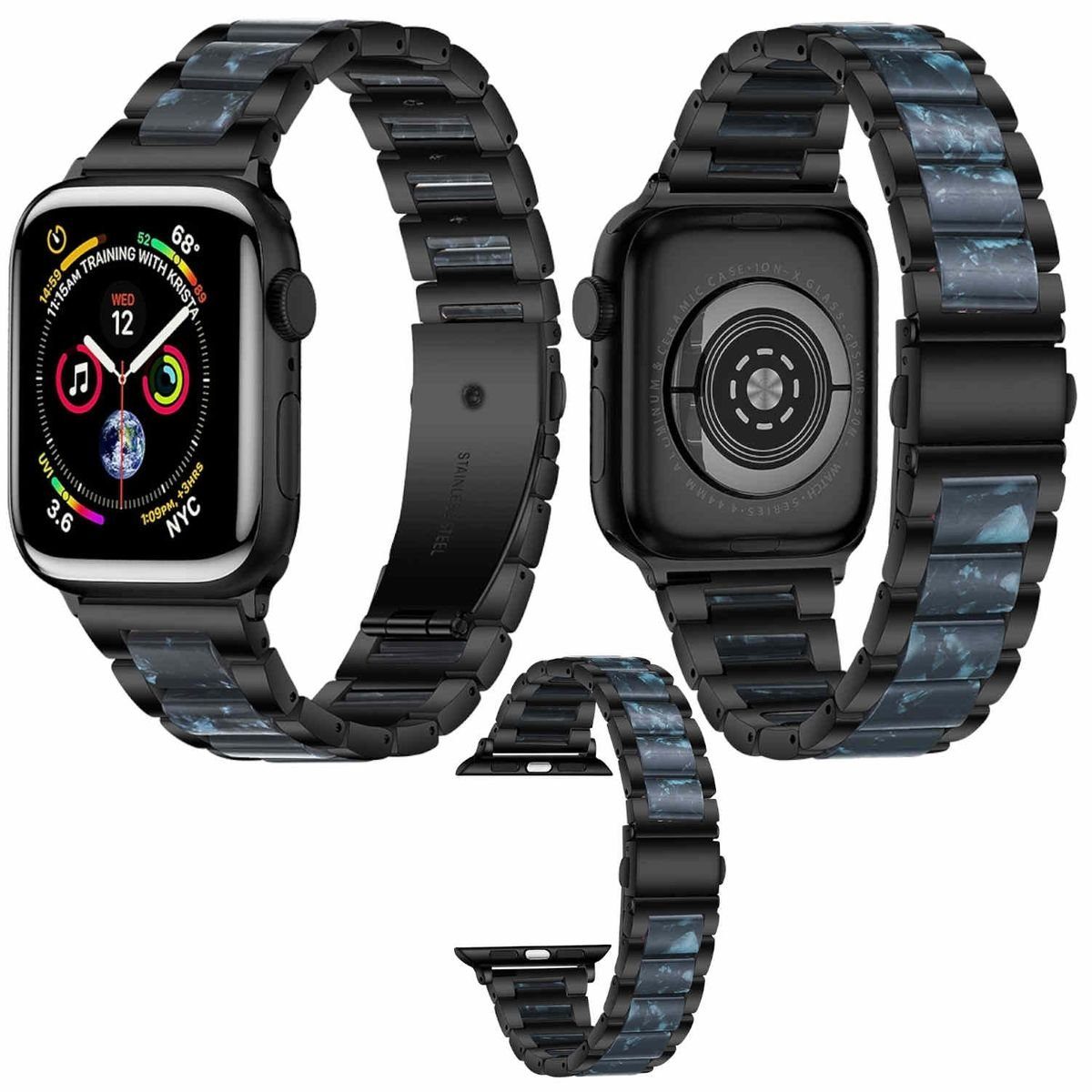 Zinszahlung im Voraus Wigento Smartwatch-Armband Für Apple 4 Harz Watch / 1 Band / 2 40 38mm 5 Metall 7 6 3 41 8 9 SE 