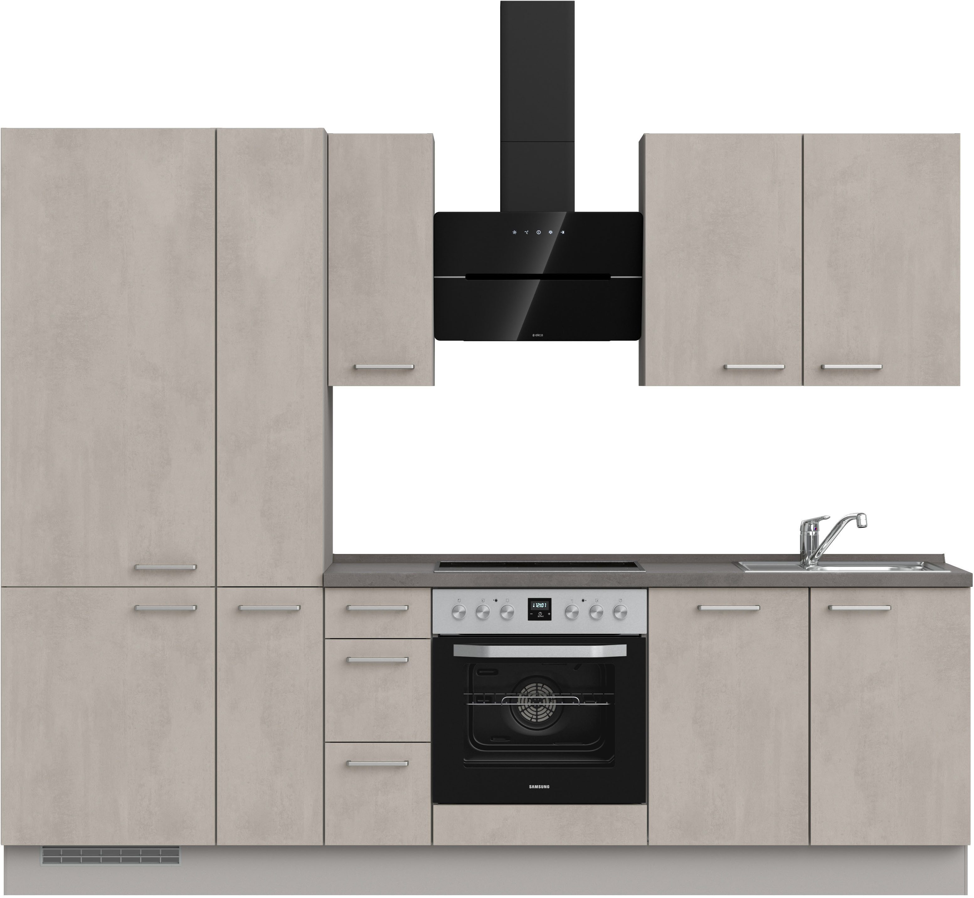 nobilia® Küchenzeile "Riva II", NEU: individuell anpassbar mit gratis Profi-Beratung, vormontiert, Breite 270 cm, Ausrichtung wählbar, wahlw. mit E-Geräten