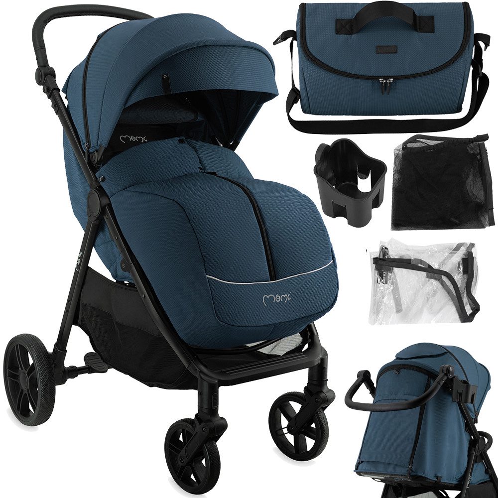 MoMi Kinder-Buggy Clara, Ab Geburt, mit Zubehör-Set & höhenverstellbarem Schieber