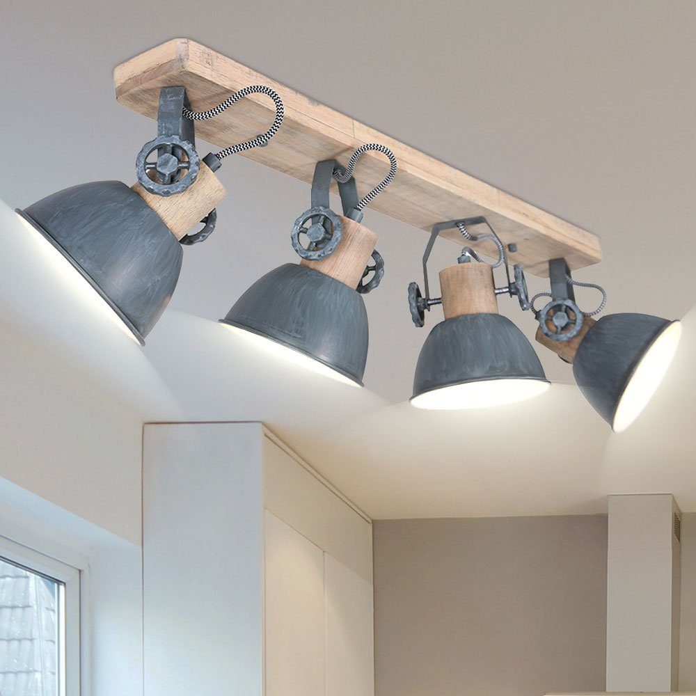 Steinhauer LIGHTING LED Deckenspot, Leuchtmittel nicht inklusive, Retro Decken Lampe Strahler verstellbar Wohn Zimmer Holz Spot