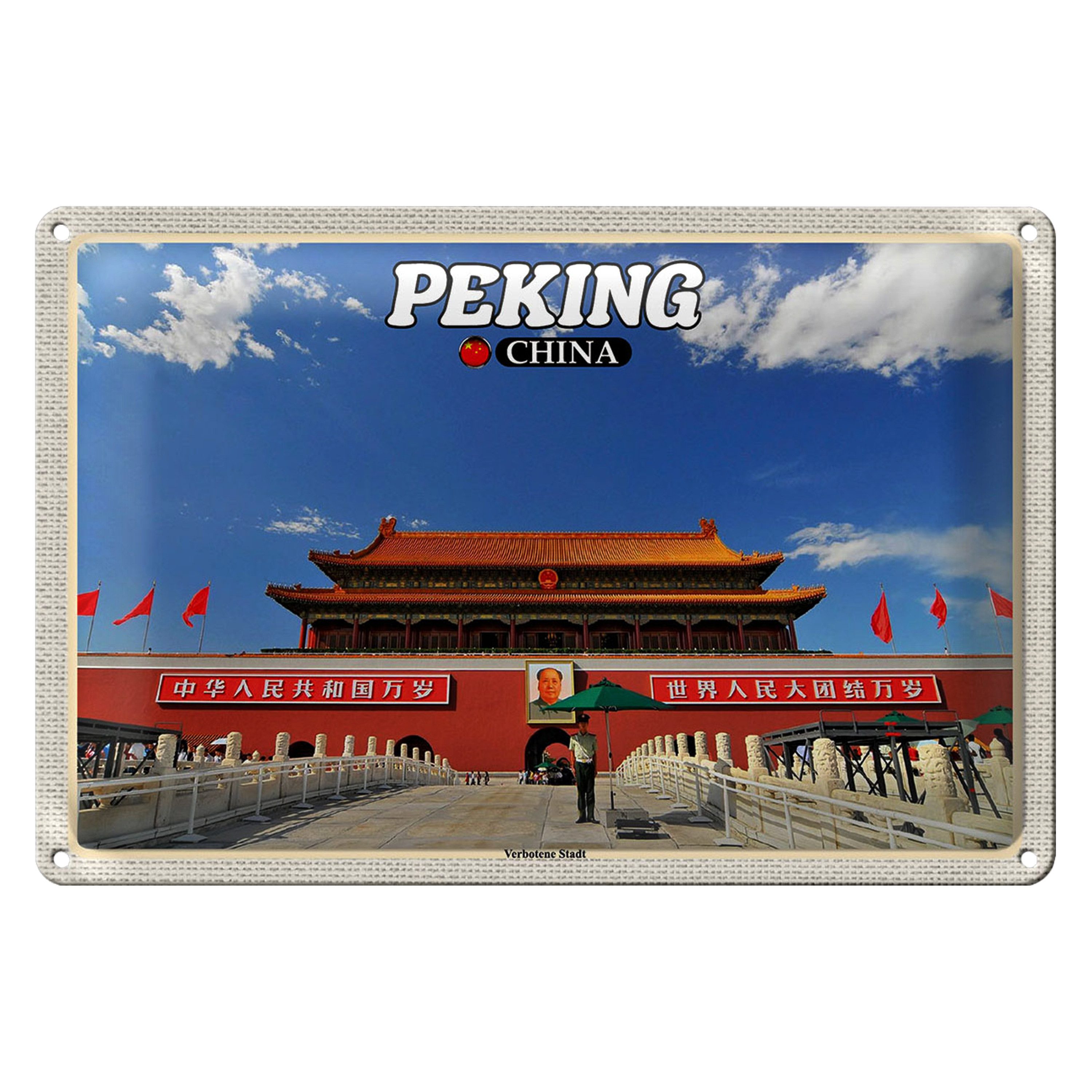 Roomando Metallschild Reise 18x12cm Peking China Verbotene Stadt