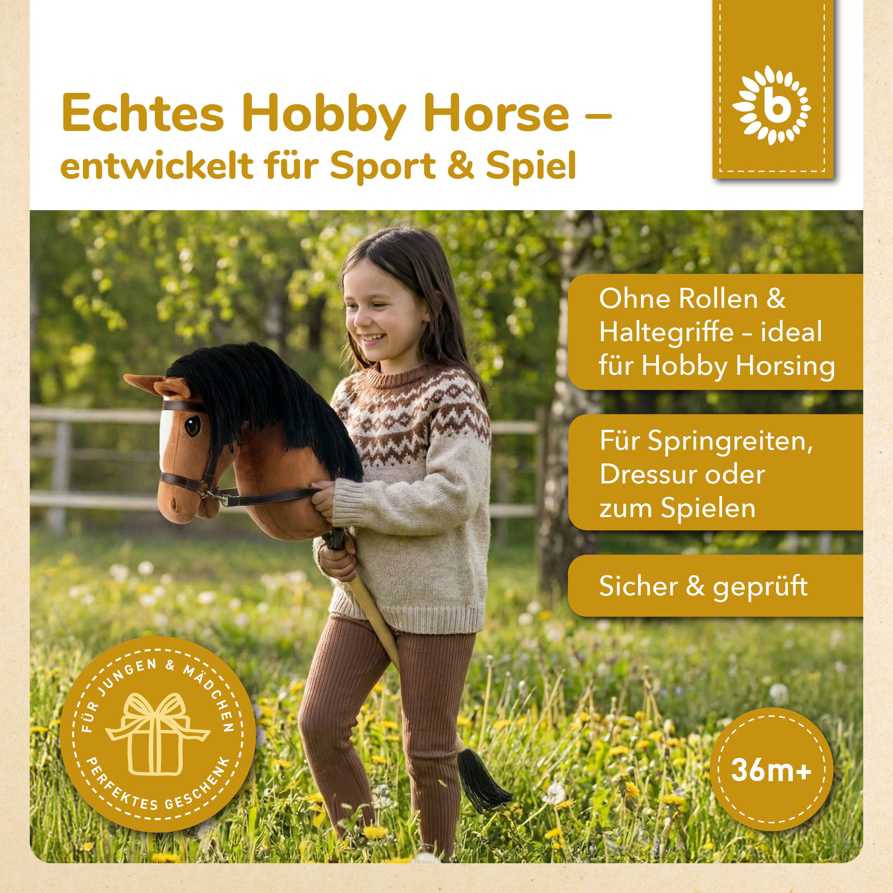 BIECO Steckenpferd Bieco Hobby Horse Steckenpferd Fuchs - Größe M