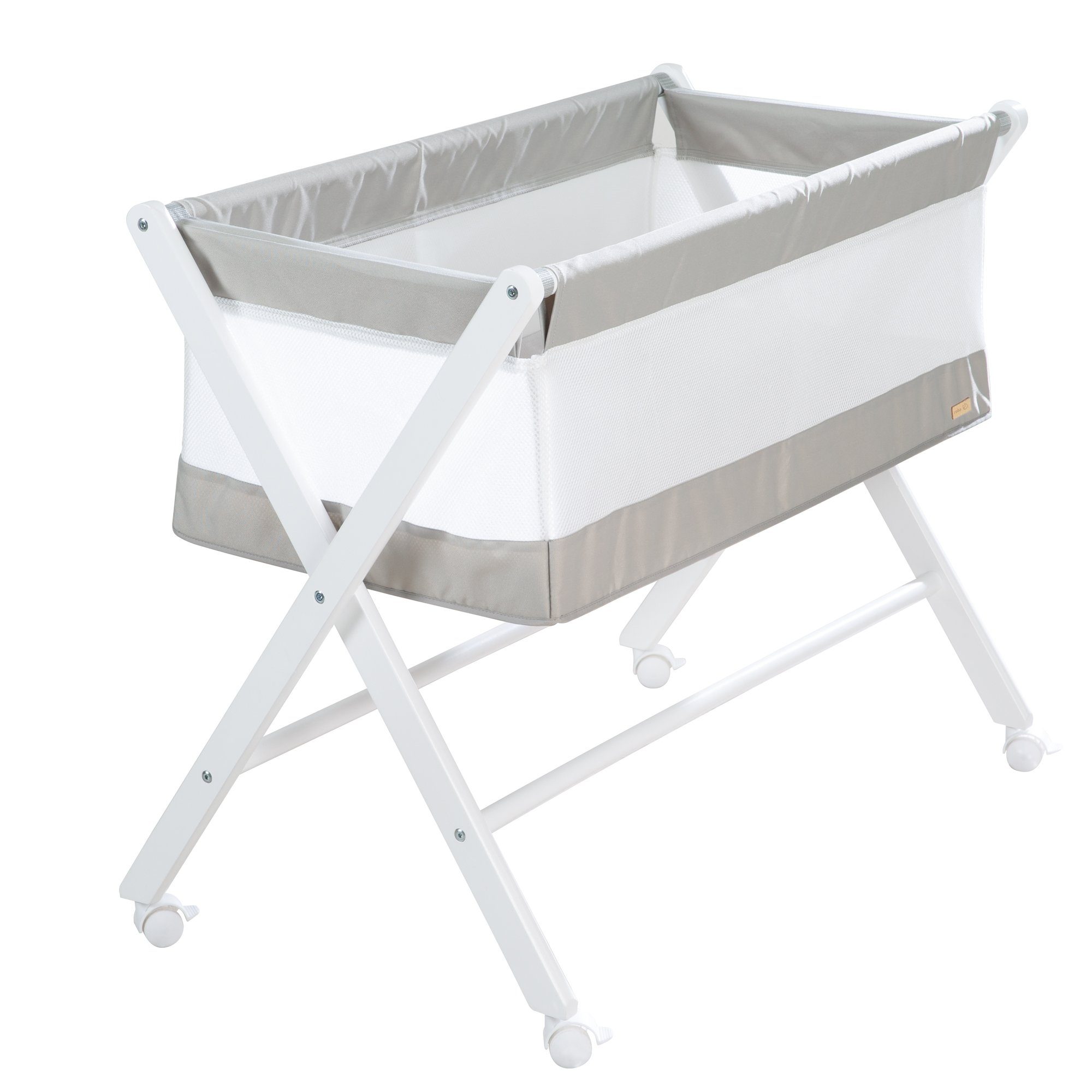 roba® Babybett klappbar - Stubenbett 80 x 50 cm - Atmungsaktiv - leicht - mobil, Baby Bett aus Canvas- & Mesh-Material, inkl. Rollen & Matratze