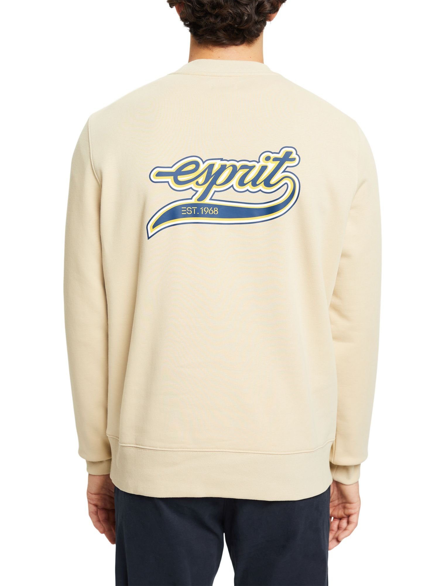 Esprit Sweatshirt Logoprint BEIGE mit Rundhals-Sweatshirt (1-tlg)