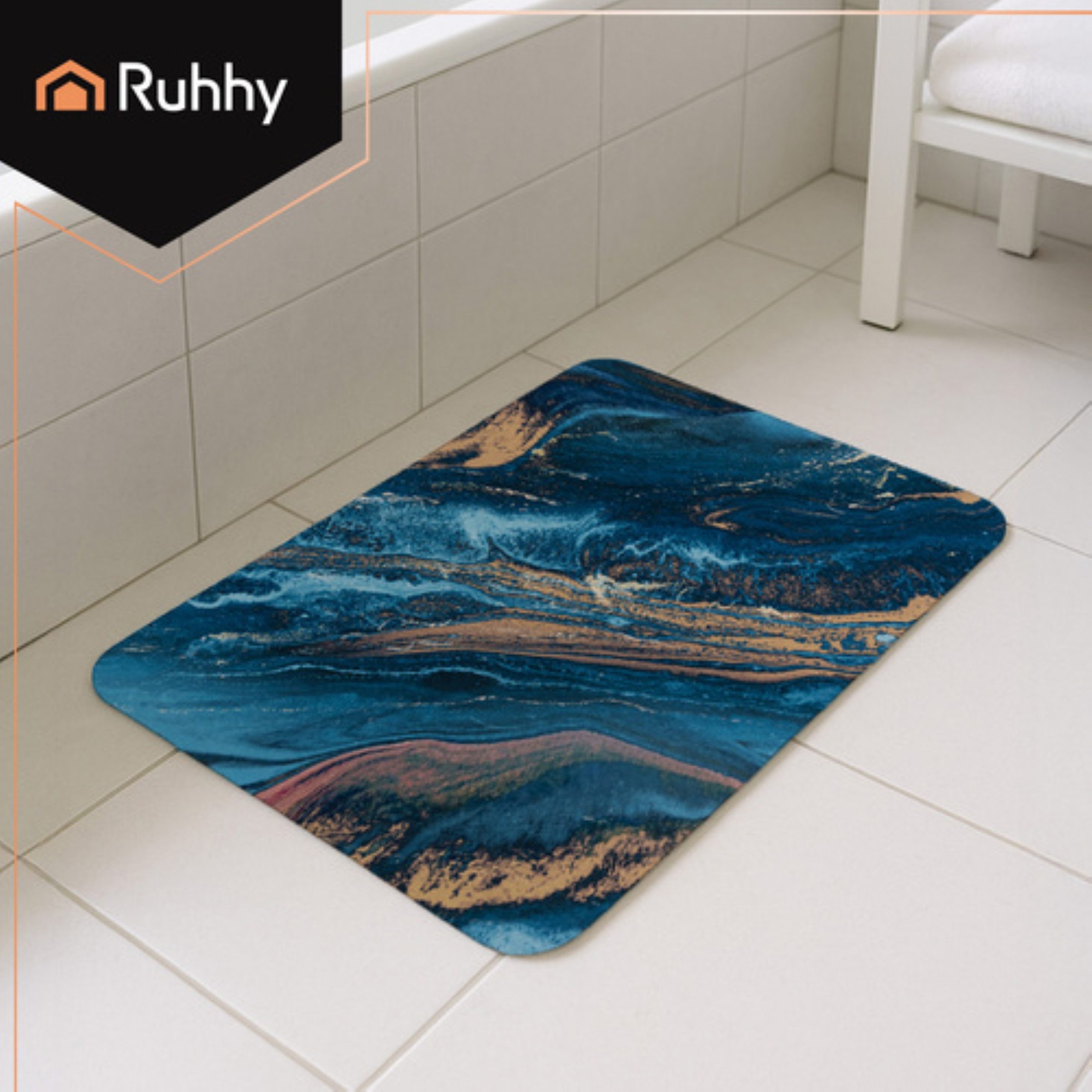 Ruhhy Badematte Badezimmermatte 60x40 cm rutschfest saugfähig schnelltrocknend, Saugfähige Oberfläche, Rutschfeste Unterseite, Schnelltrocknendes Material, Schn – Bild 5 von 5
