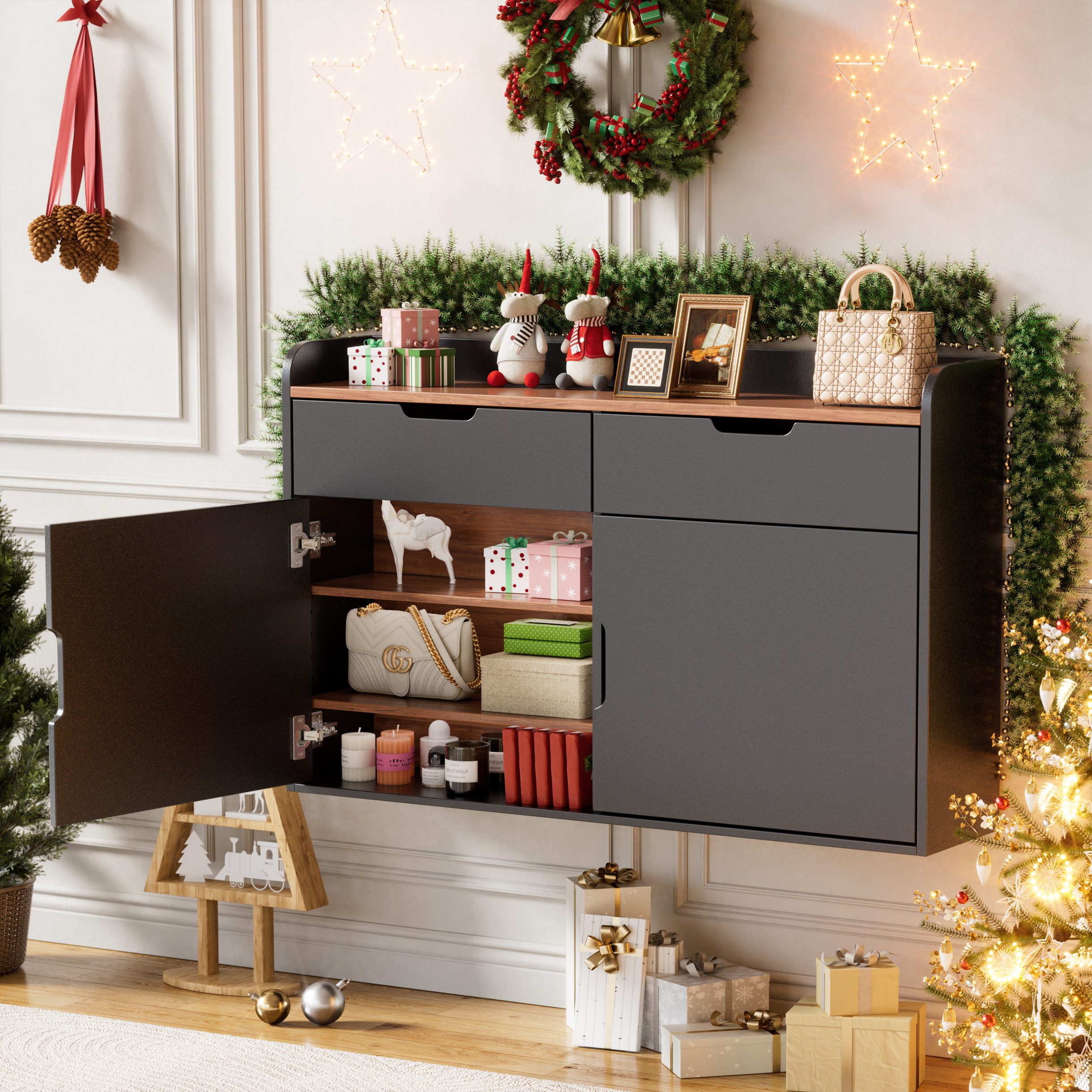 TWSOUL Hängeschuhschrank Schuhschrank für schmale Flure, 2 Schubladen & 4 v günstig online kaufen