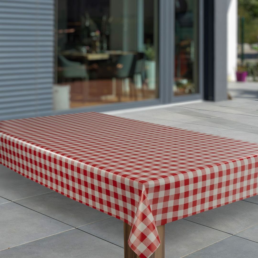 laro Tischdecke Wachstuch-Tischdecken Abwaschbar Rot Weiß Karo rechteckig günstig online kaufen