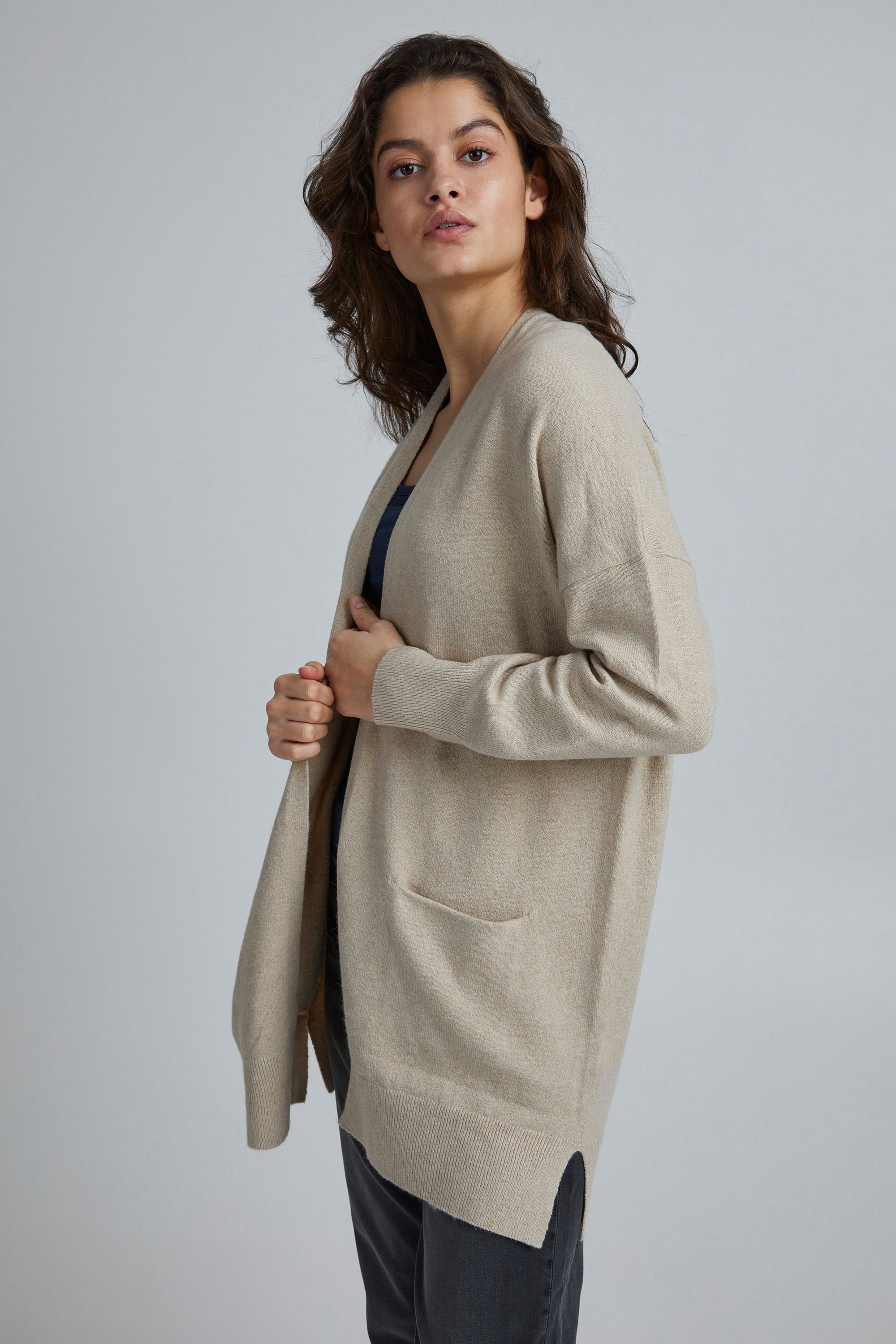 Ichi Cardigan IHALPA CA7 - 20110977 Langer Cardigan mit Taschen Doeskin (151308)