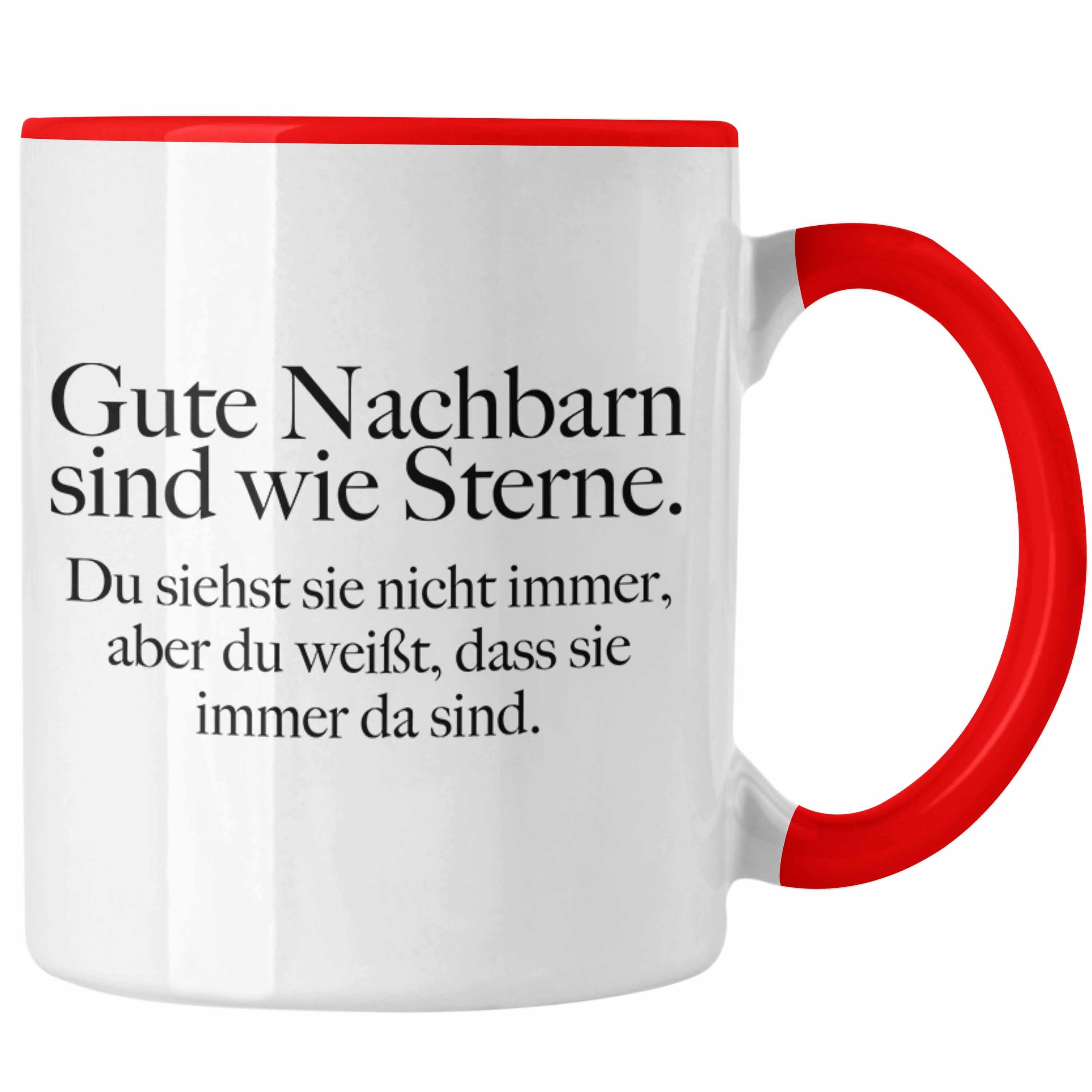 Trendation Tasse Trendation - Trendation - Nachbarn Abschied Geschenk Tasse Abschiedsgeschenk Nachbarin Nachbar Bester Nachbar Gute Nachbarn Rot