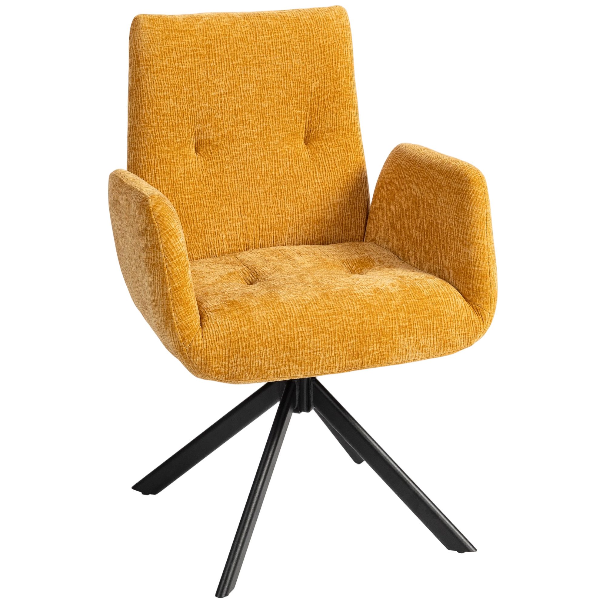HOMCOM Relaxsessel mit Armlehne, Wolle-Leinenoptik, Knopfheftung, Stahlbeine (Polsterstuhl, 1-St., Loungesessel), für Wohnzimmer, Schlafzimmer, Gelb