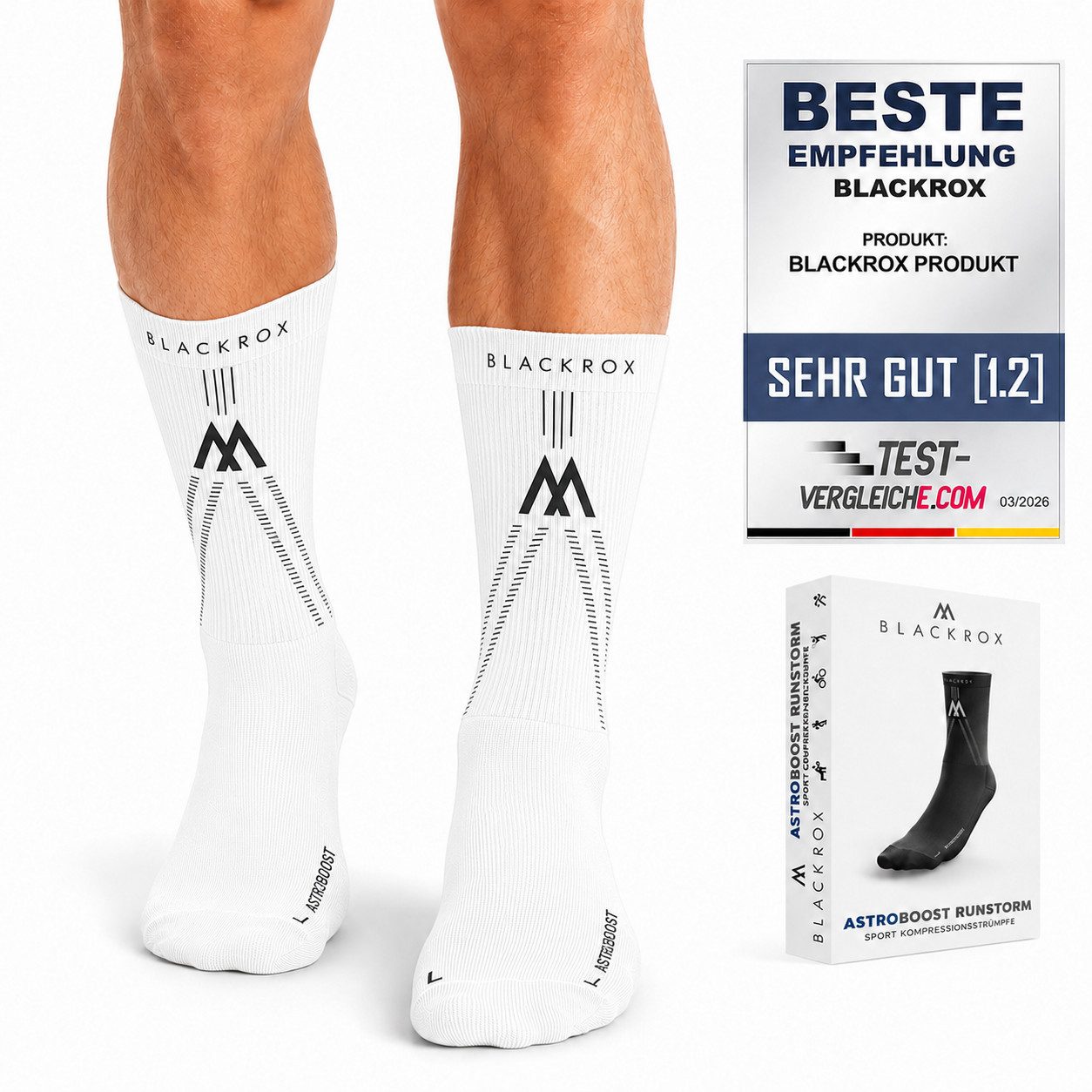 BLACKROX Kompressionsstrümpfe [Vergleichssieger 2026] RUNSTORM V1, Gr. S-XL, Damen und Herren