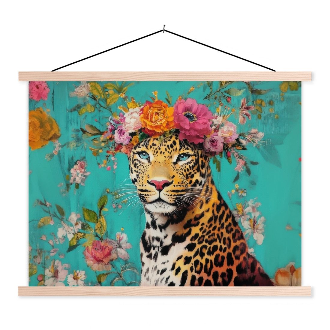 MuchoWow Poster Leopard - Blumen - günstig online kaufen