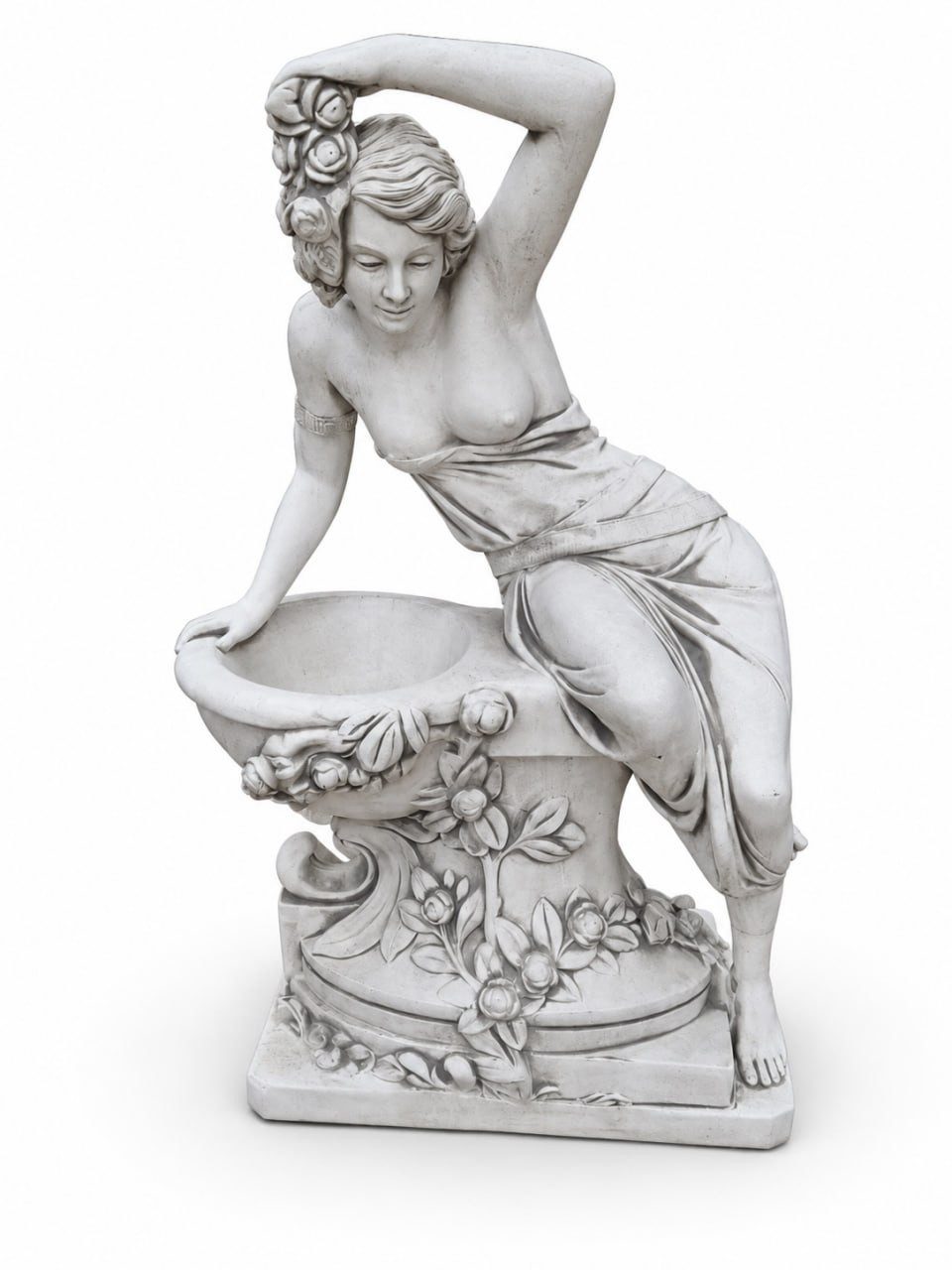 JVmoebel Dekofigur Frauenstatue mit Pflanzschale Antik Garten Steinoptik Sofort (Einzelartikel, 1 St., 1-teilig), Antik-Optik