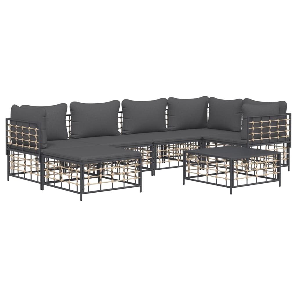 Vidaxl 7-tlg. Garten-lounge-set Mit Kissen Anthrazit Poly Rattan günstig online kaufen