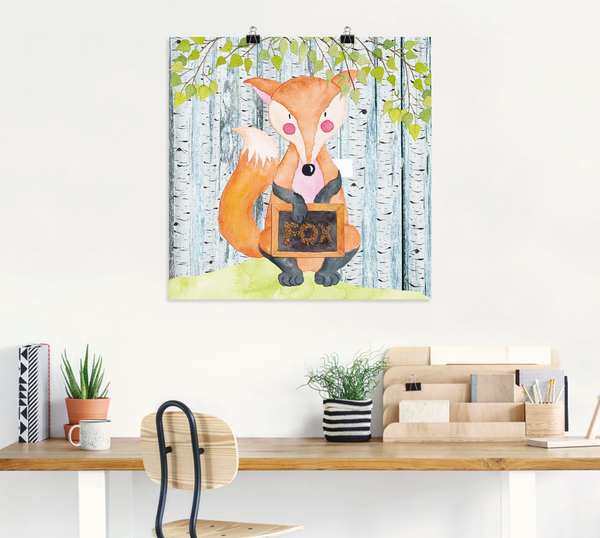 Artland Wandbild Waldfreunde- der schlaue als Alubild, versch. (1 Poster Wandaufkleber Größen St), oder Fuchs, Tiere Leinwandbild, in