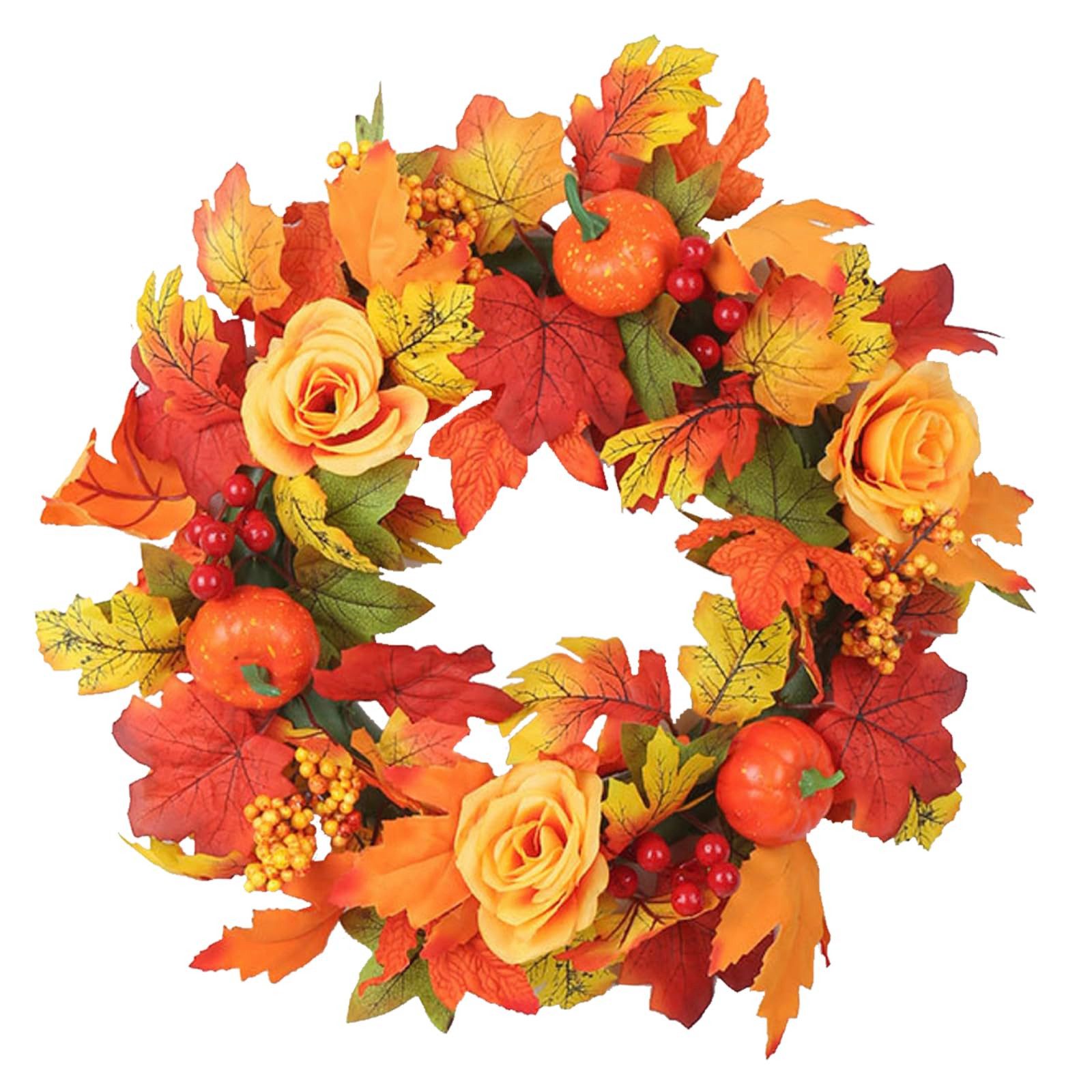 Coonoor Dekokranz Türkranz Herbst 45 cm Herbstkranz Haustür Künstliche Ahornblätte, für Haustür Kamin und Wandkranz Herbst Dekoration …