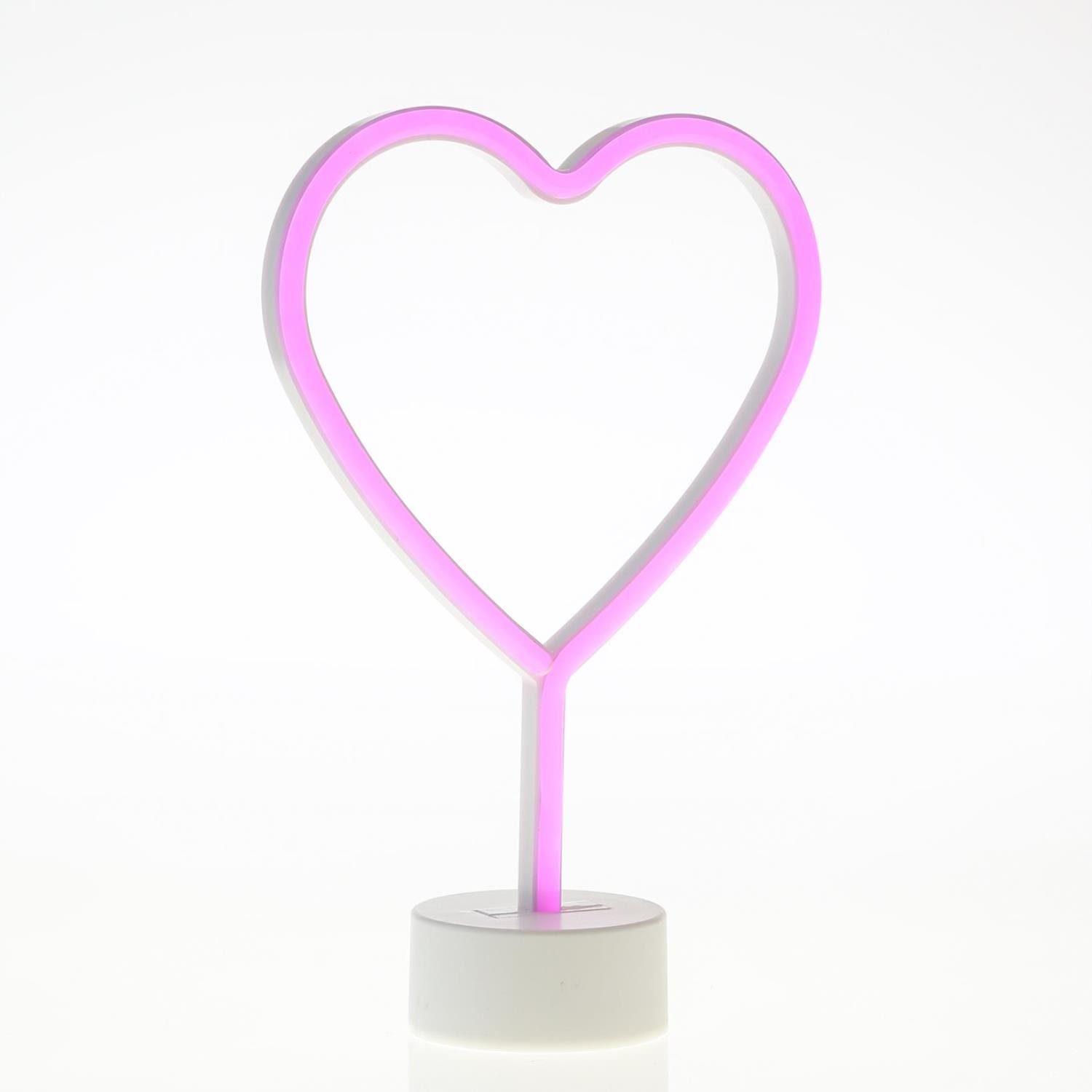 pink LED SATISFIRE LED Batterie pink USB Leuchtfigur Classic, LED 30cm, Dekolicht Herz Neonlicht Neonschild