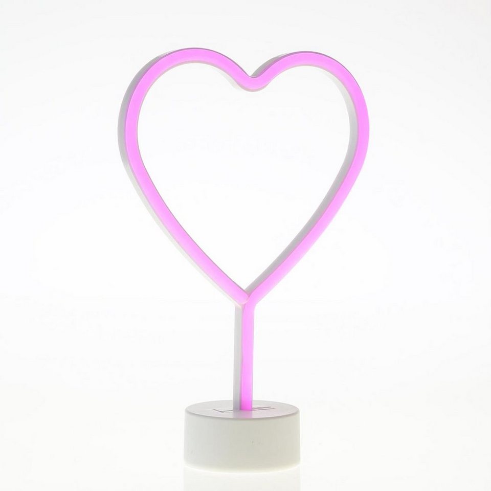 SATISFIRE LED Dekolicht LED Neonlicht Herz pink Neonschild Leuchtfigur  Batterie USB 30cm, LED Classic, pink