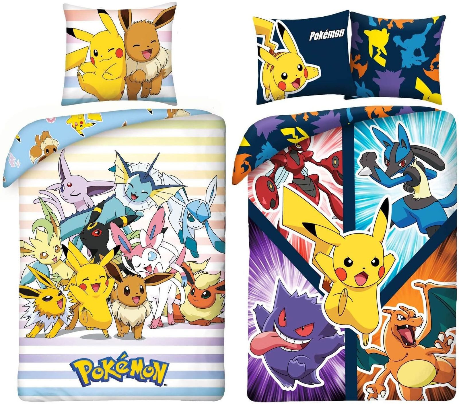Bettwäsche Pokemon - 2 x Bettwäsche-Set für Pikachu Fans, 135x200 & 80x80