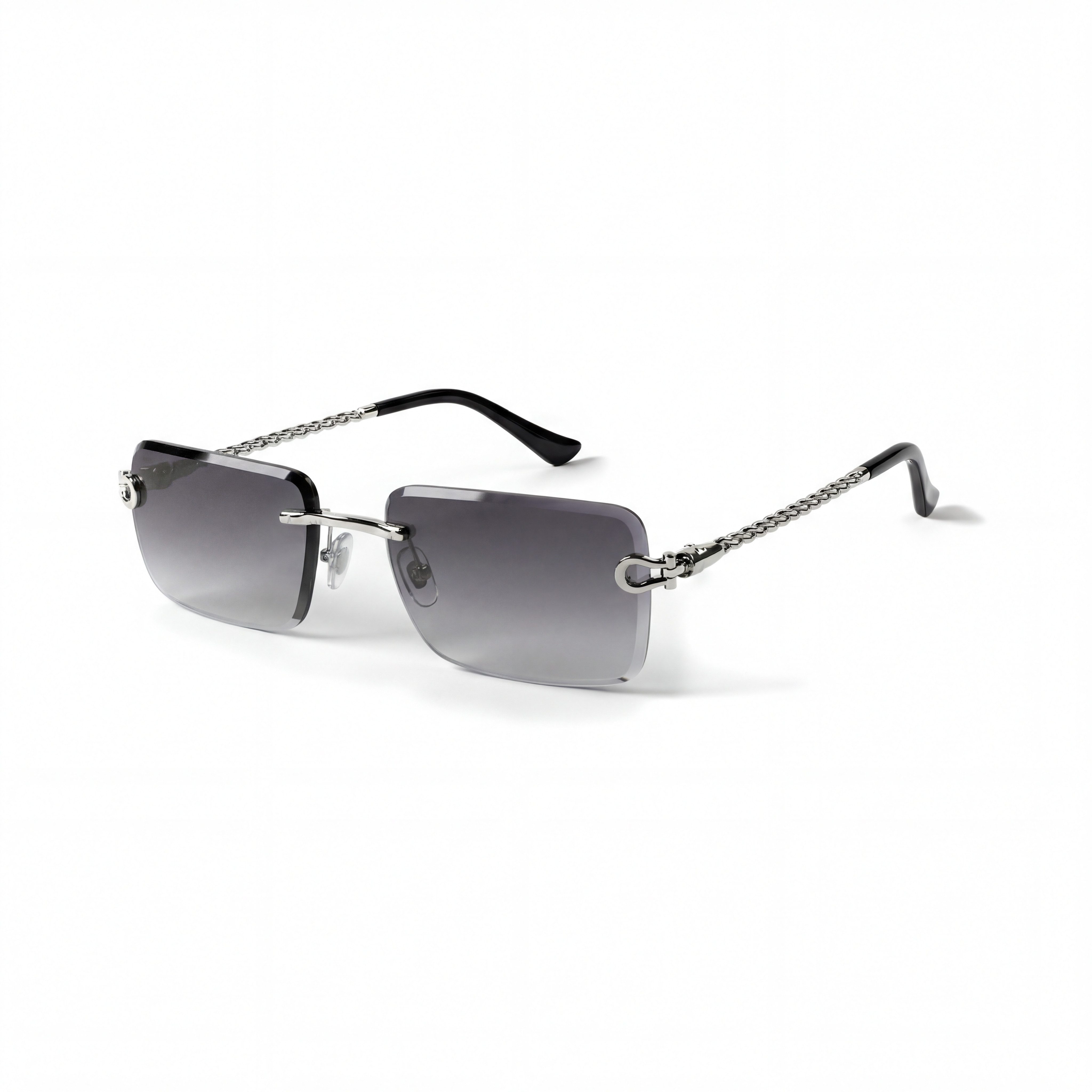 salazar.plus Sonnenbrille Premium Randlos Rechteckig Metallgestell Blau Braun Schwarz Grau Elegante randlose Metall-Sonnenbrille im modernen Rechteck-Design
