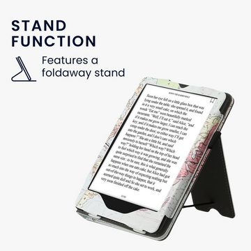 kwmobile E-Reader-Hülle Flip Schutzhülle für Amazon Kindle Paperwhite 11. Generation 2021, Handschlaufe - Cover Travel Schriftzug Design