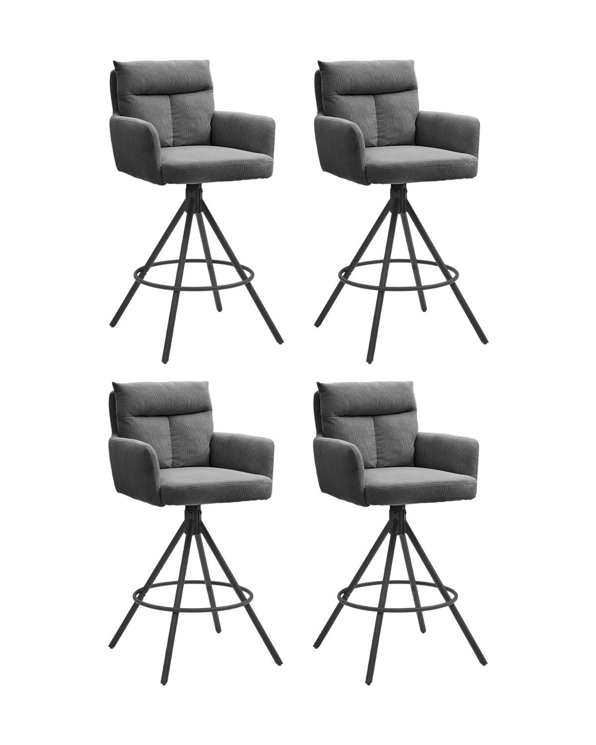 Bistrostuhl Barhocker SOFIA, H 103 cm, Dunkelgrau, Webstoff