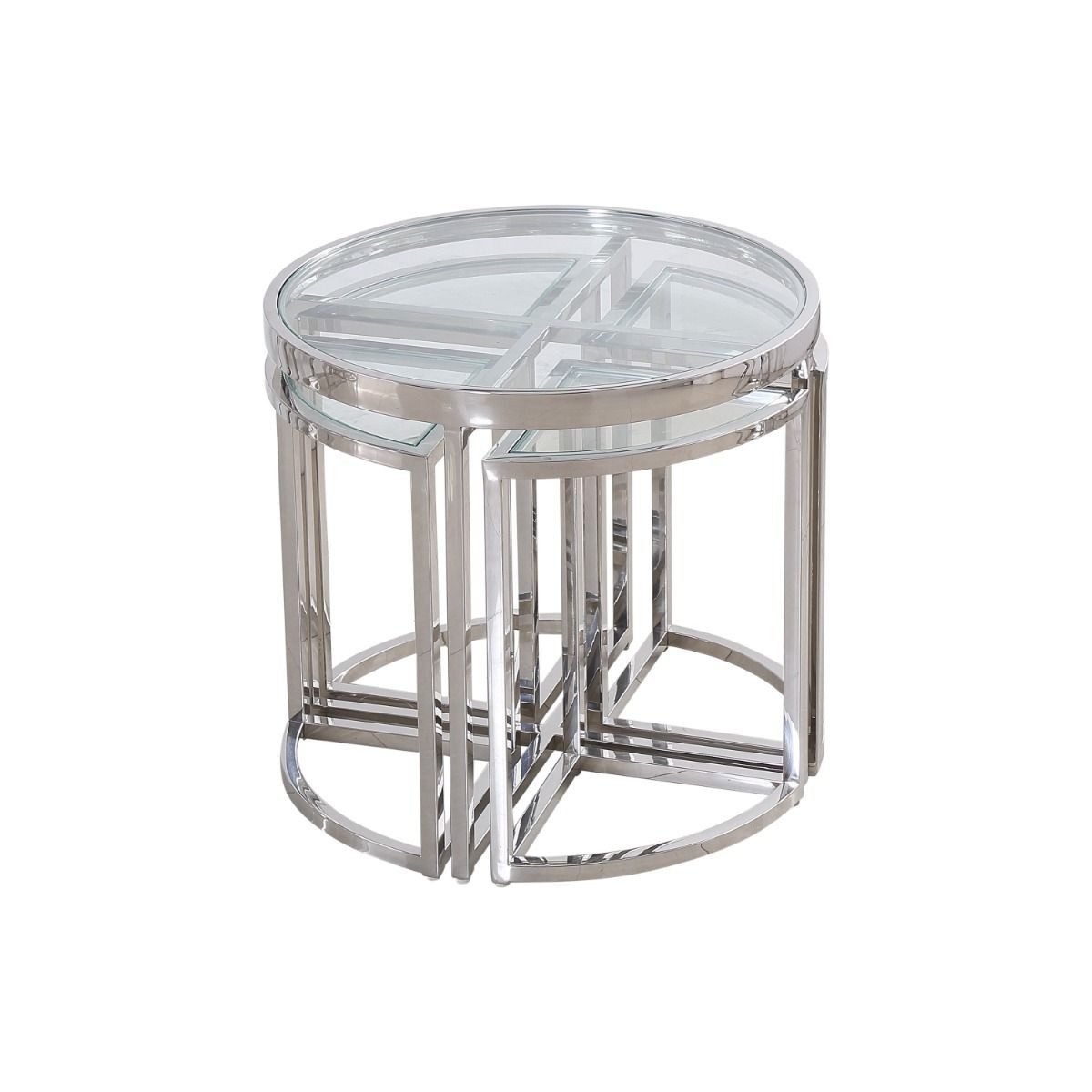 alesvelt Beistelltisch VERONA Beistelltisch Ø60x55 cm Transparent 5-teilig (5er Set), Platzsparend