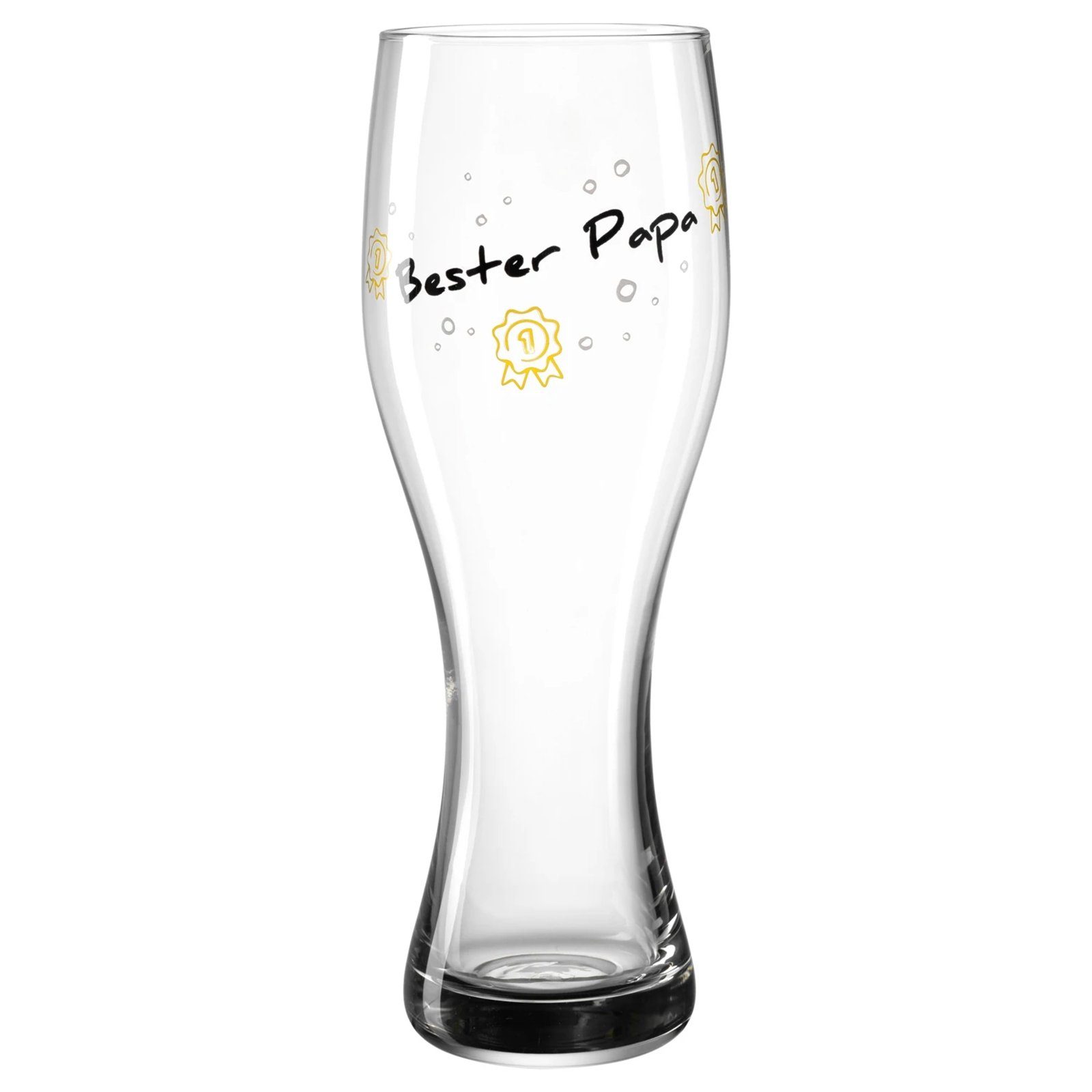 LEONARDO Bierglas Weizenbierglas 600 ml Bester Papa PRESENTE, 1-tlg., Glas